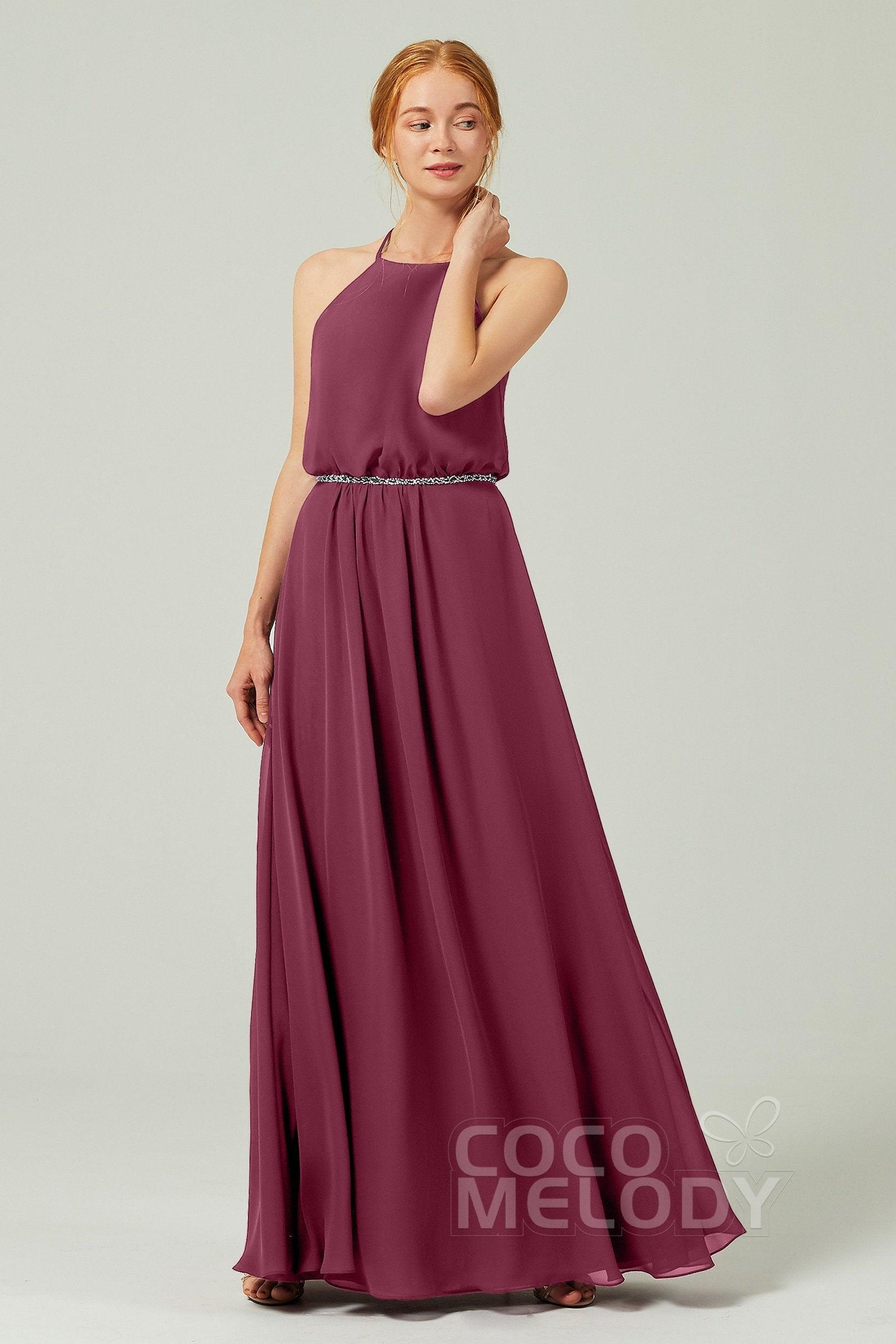 A-Line Floor Length Chiffon Bridesmaid Dress CB0292 - COCOMELODY