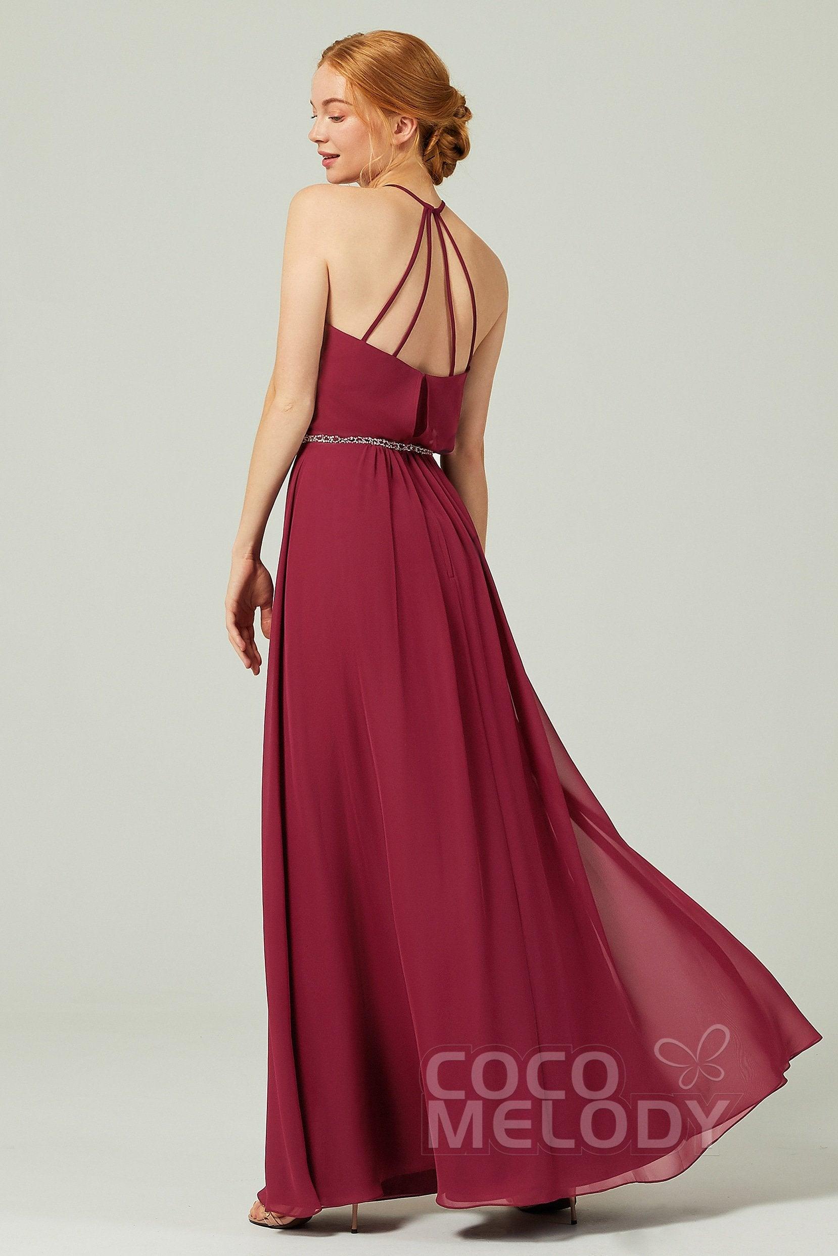 A-Line Floor Length Chiffon Bridesmaid Dress CB0292 - COCOMELODY