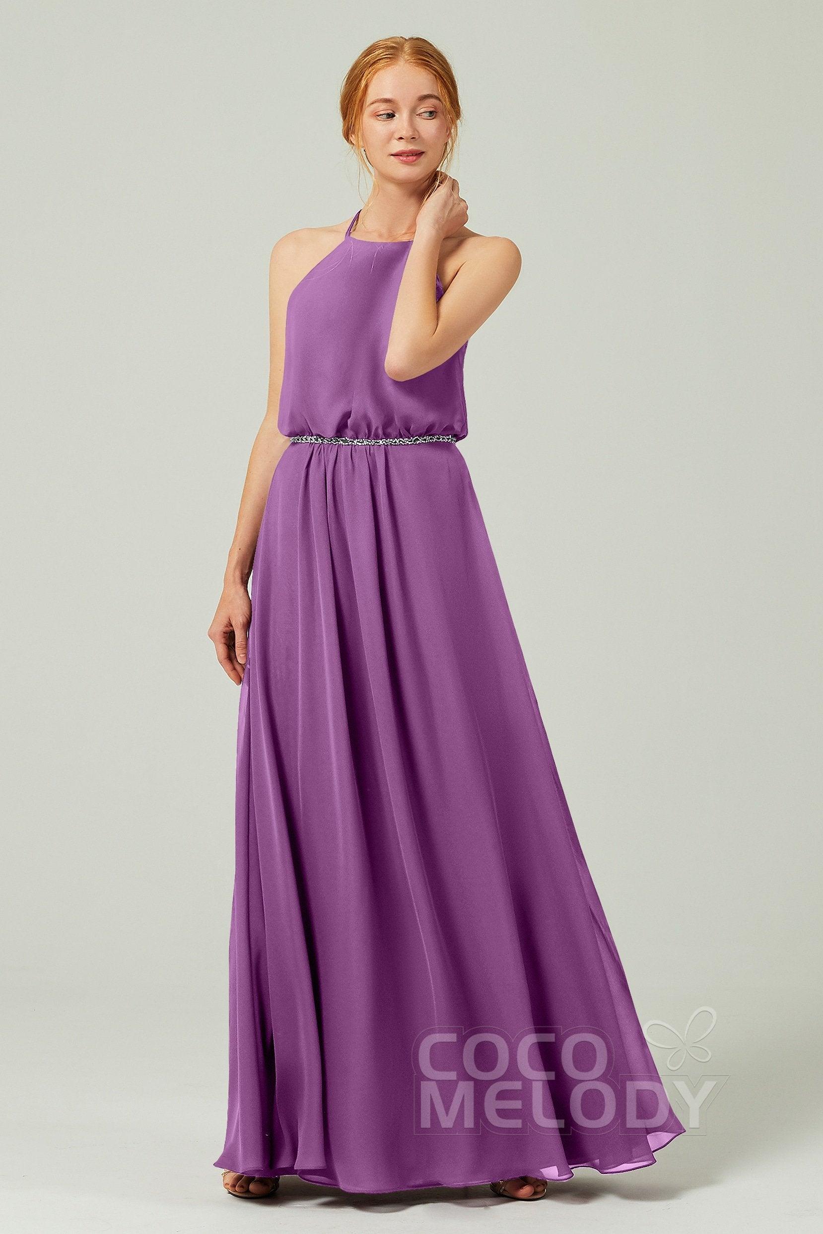 A-Line Floor Length Chiffon Bridesmaid Dress CB0292 - COCOMELODY