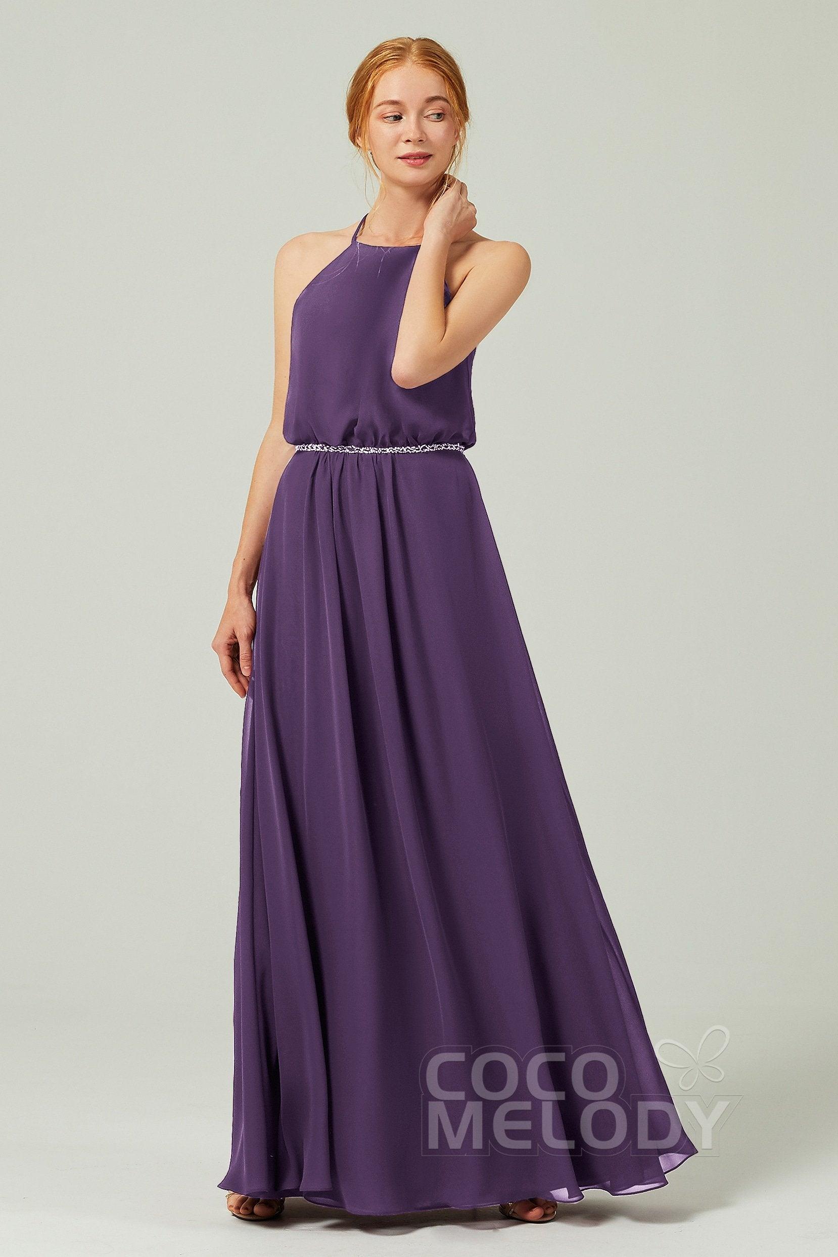 A-Line Floor Length Chiffon Bridesmaid Dress CB0292 - COCOMELODY