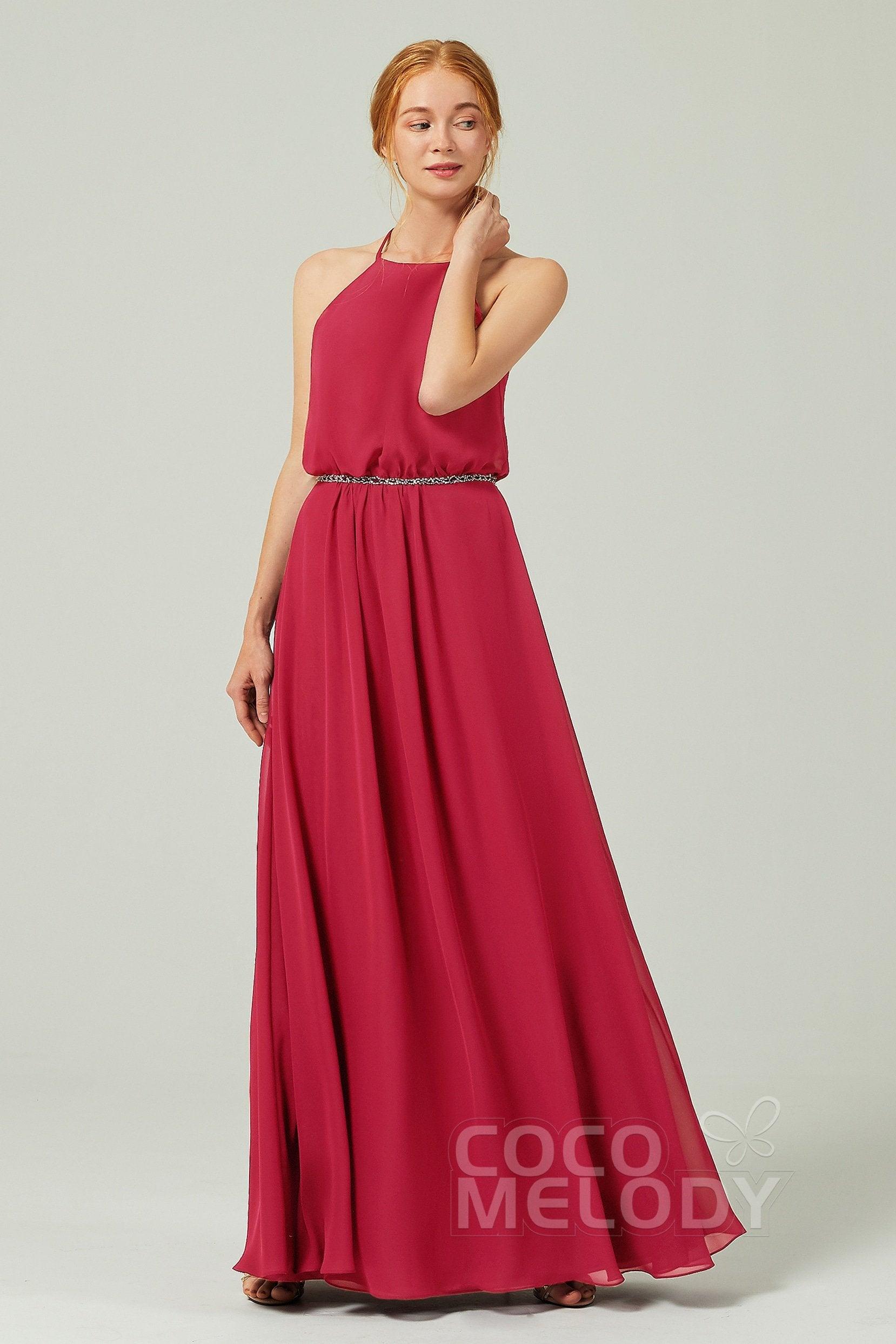 A-Line Floor Length Chiffon Bridesmaid Dress CB0292 - COCOMELODY