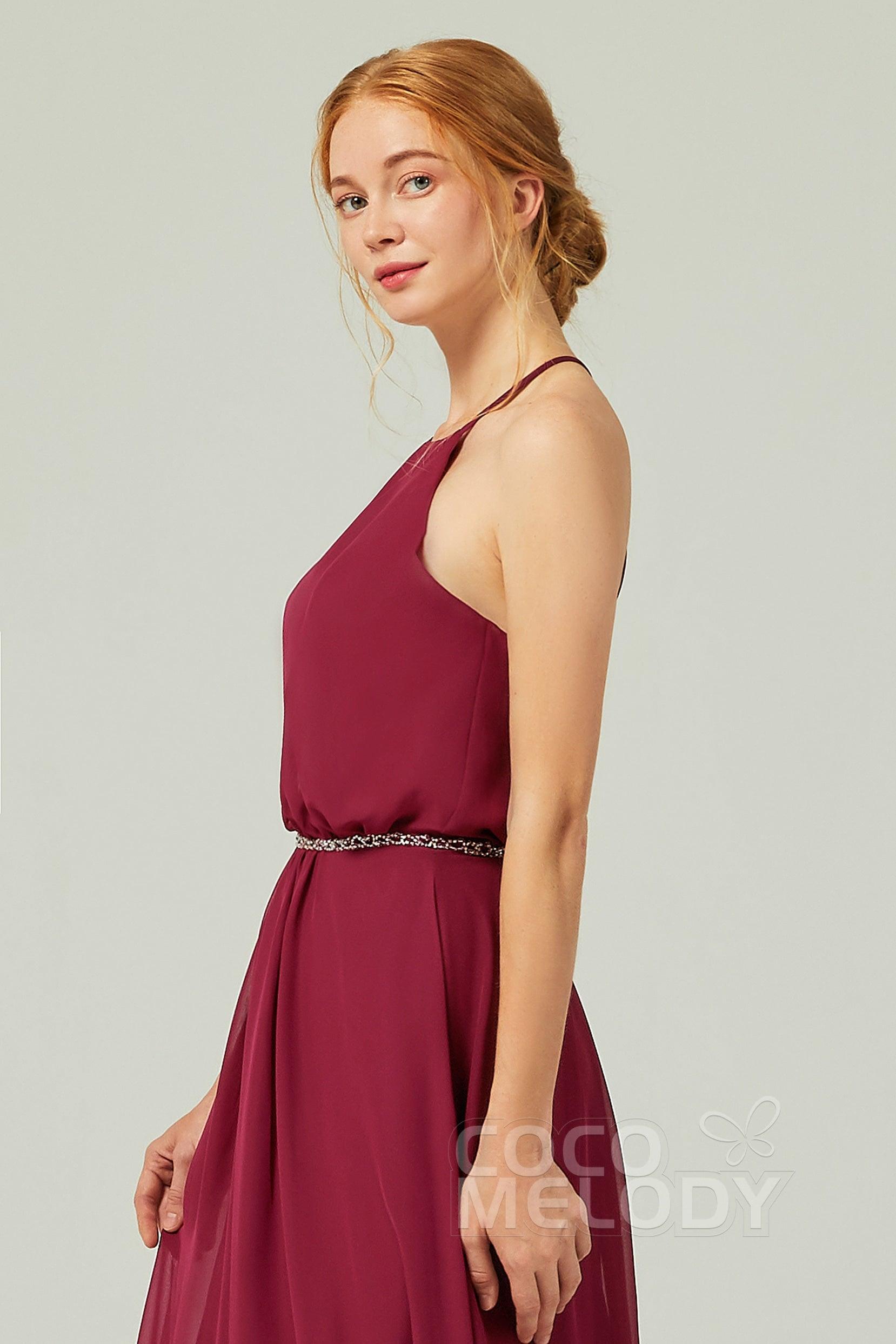 A-Line Floor Length Chiffon Bridesmaid Dress CB0292 - COCOMELODY