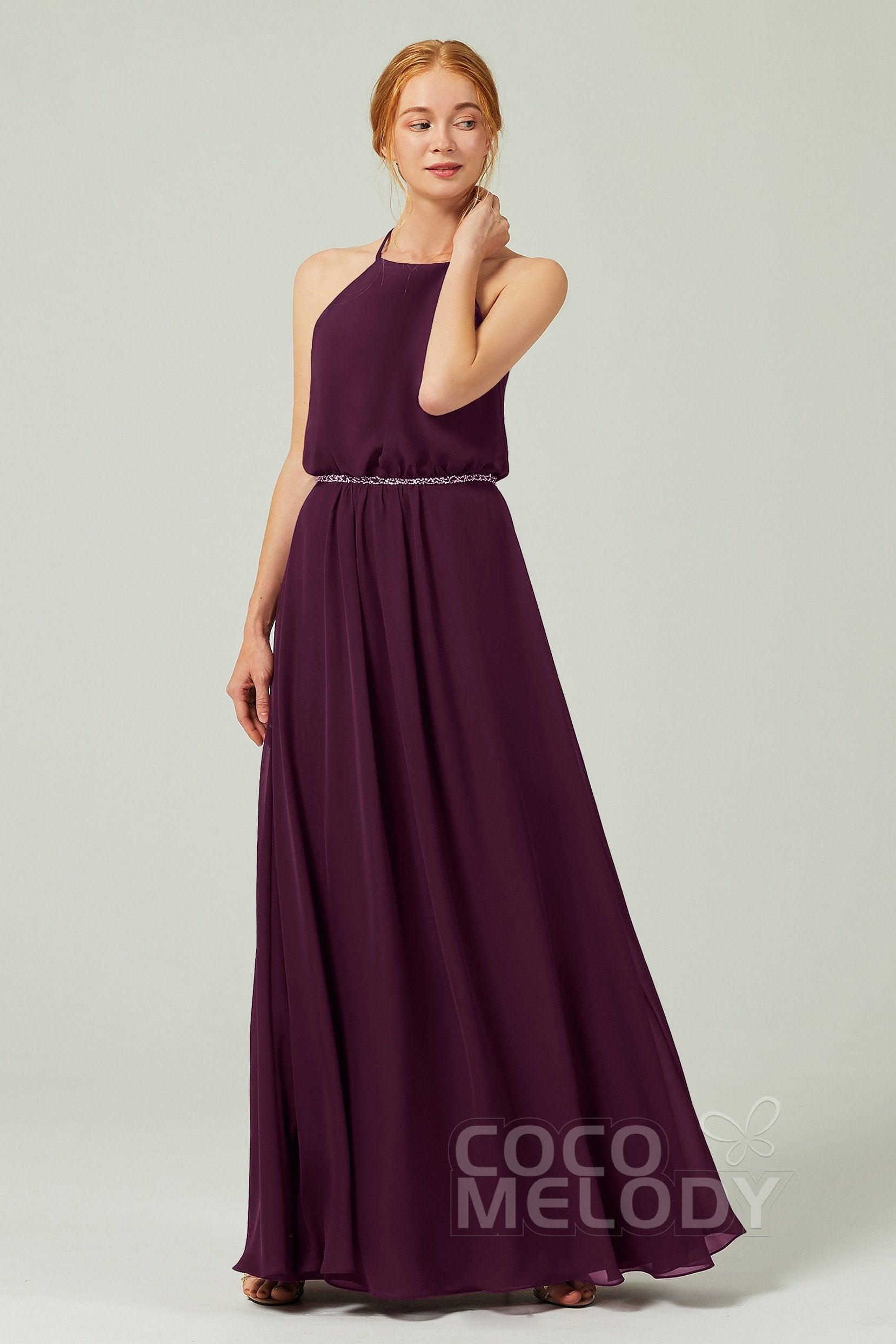 A-Line Floor Length Chiffon Bridesmaid Dress CB0292 - COCOMELODY