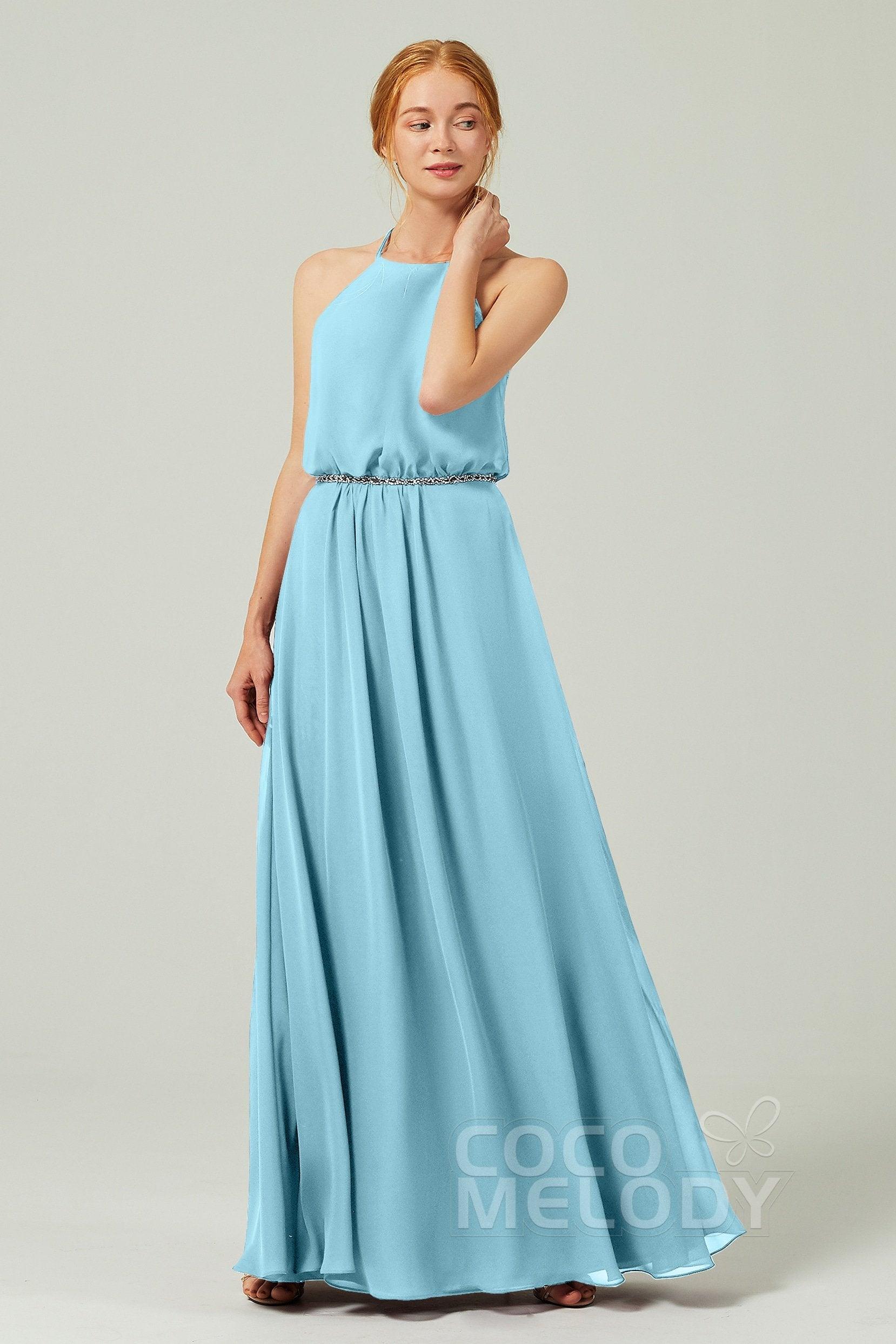 A-Line Floor Length Chiffon Bridesmaid Dress CB0292 - COCOMELODY