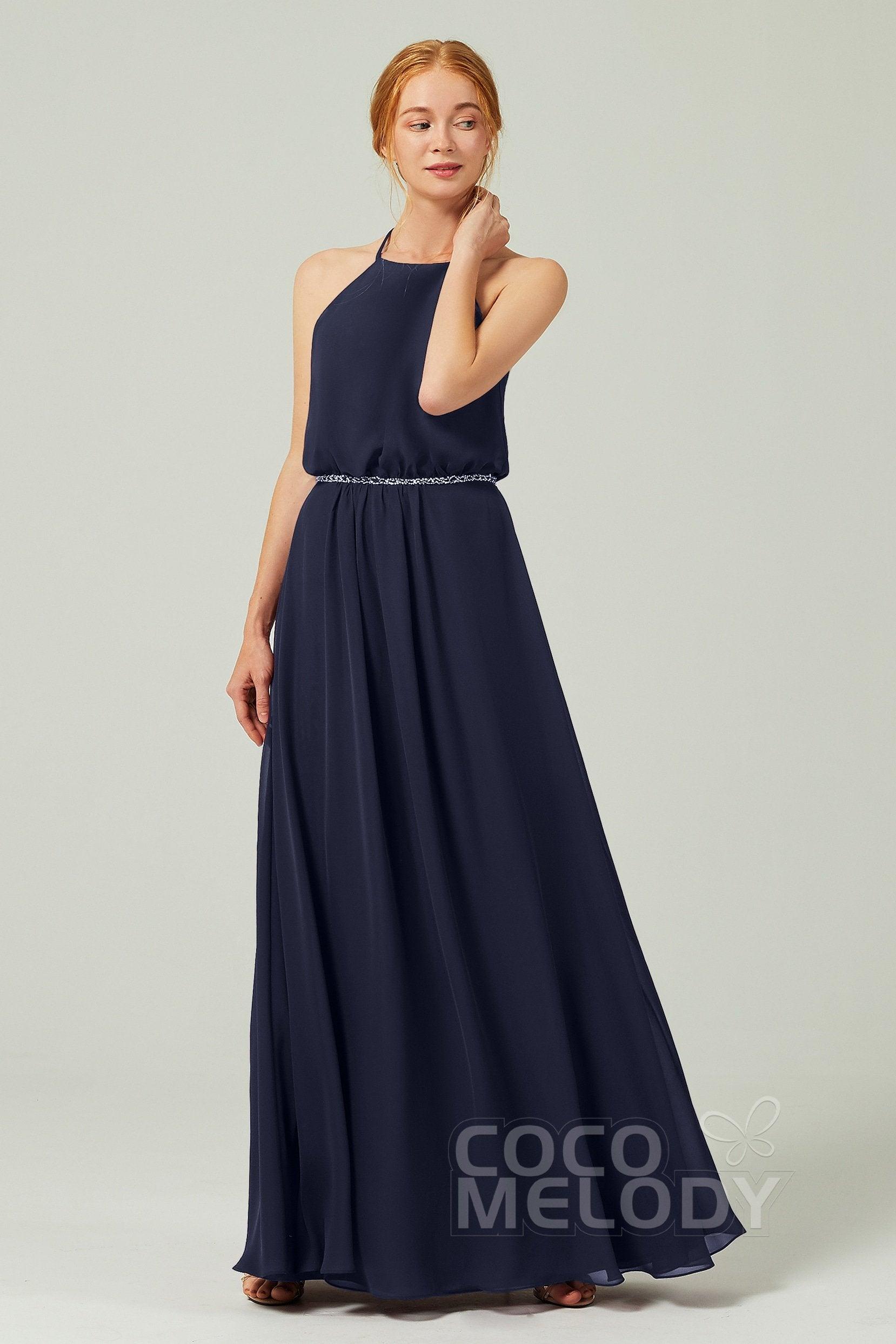 A-Line Floor Length Chiffon Bridesmaid Dress CB0292 - COCOMELODY
