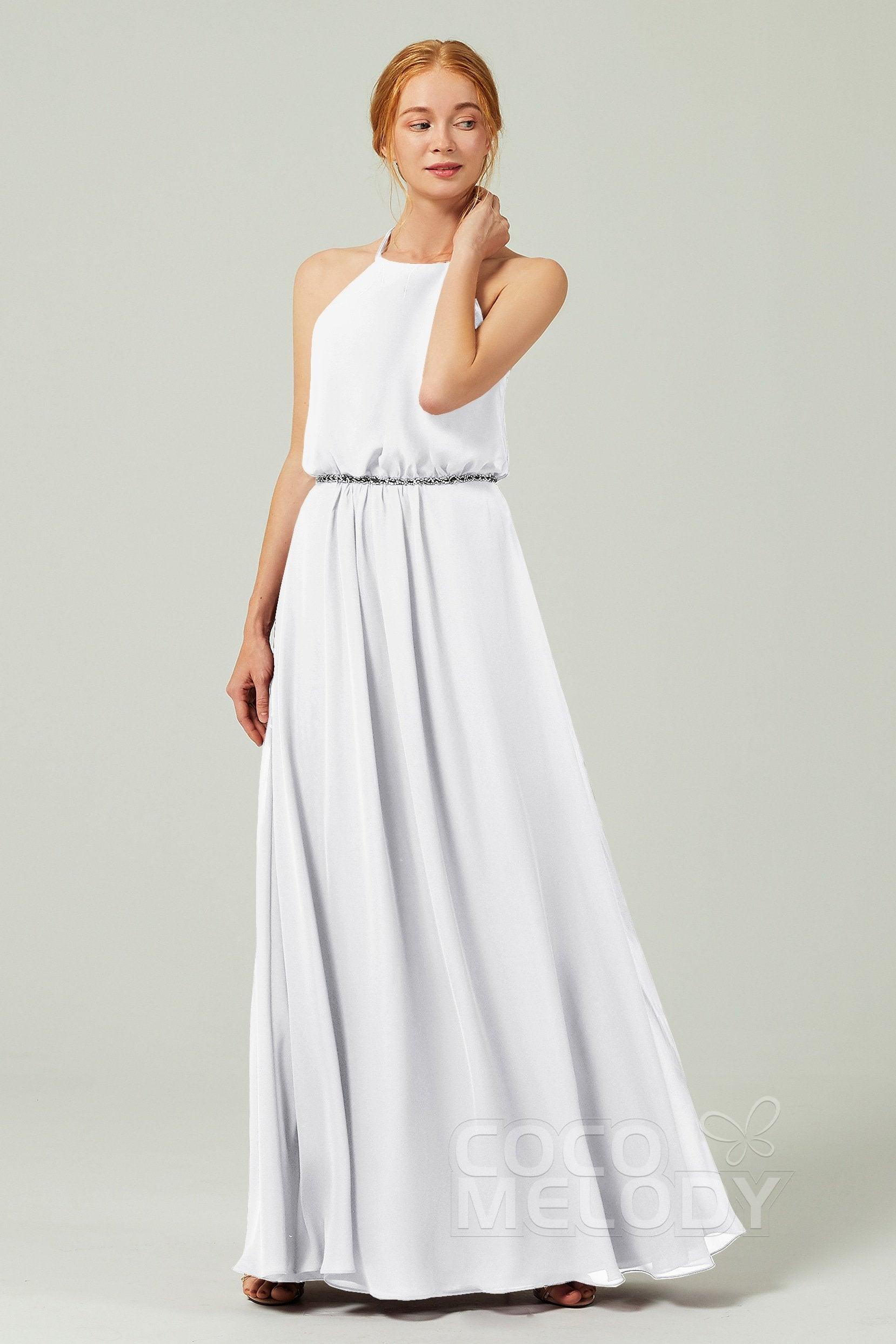 A-Line Floor Length Chiffon Bridesmaid Dress CB0292 - COCOMELODY