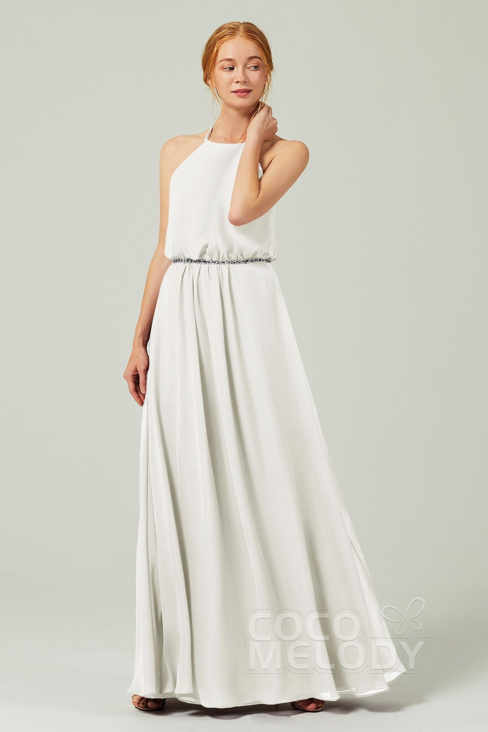 A-Line Floor Length Chiffon Bridesmaid Dress CB0292 - COCOMELODY