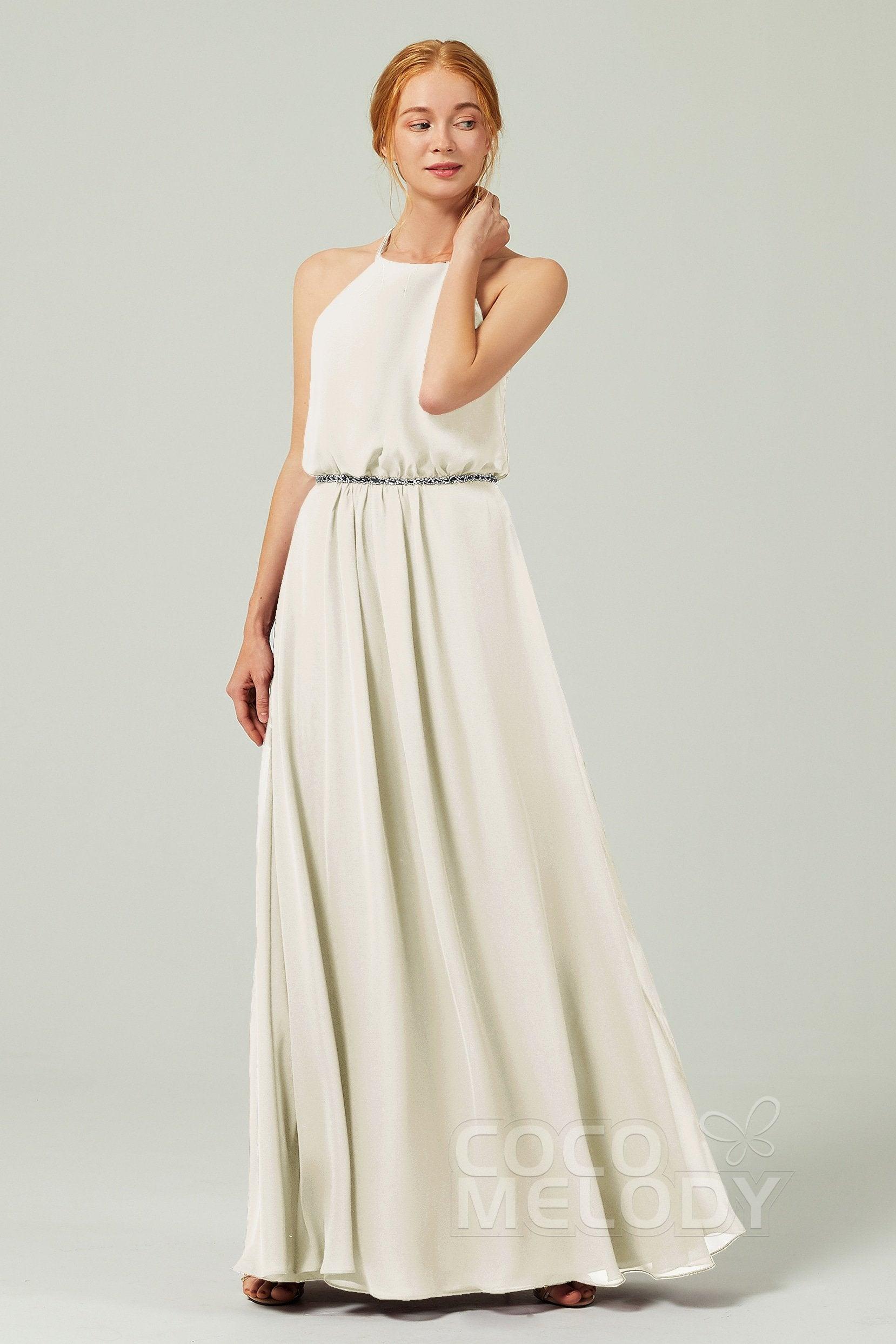 A-Line Floor Length Chiffon Bridesmaid Dress CB0292 - COCOMELODY