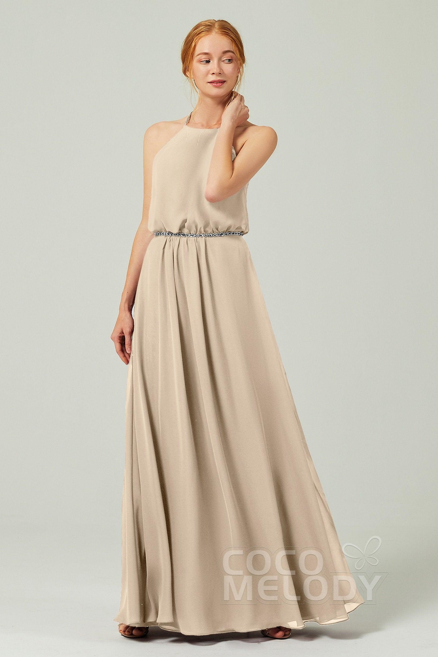 A-Line Floor Length Chiffon Bridesmaid Dress CB0292 - COCOMELODY