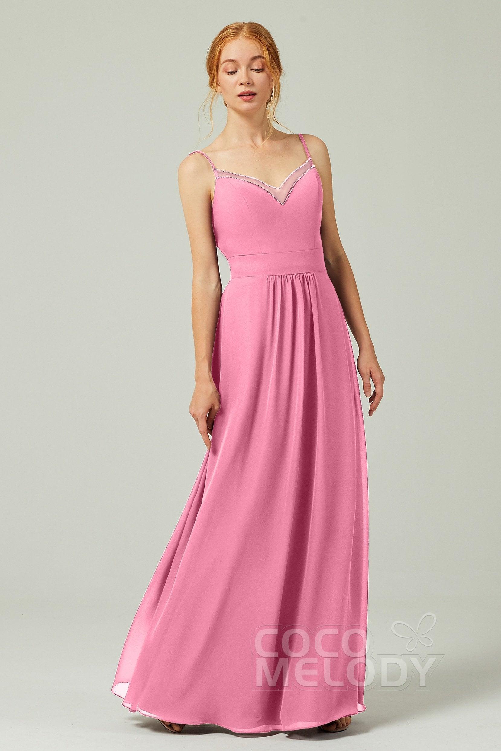 A-Line Floor Length Chiffon Bridesmaid Dress CB0293 - COCOMELODY