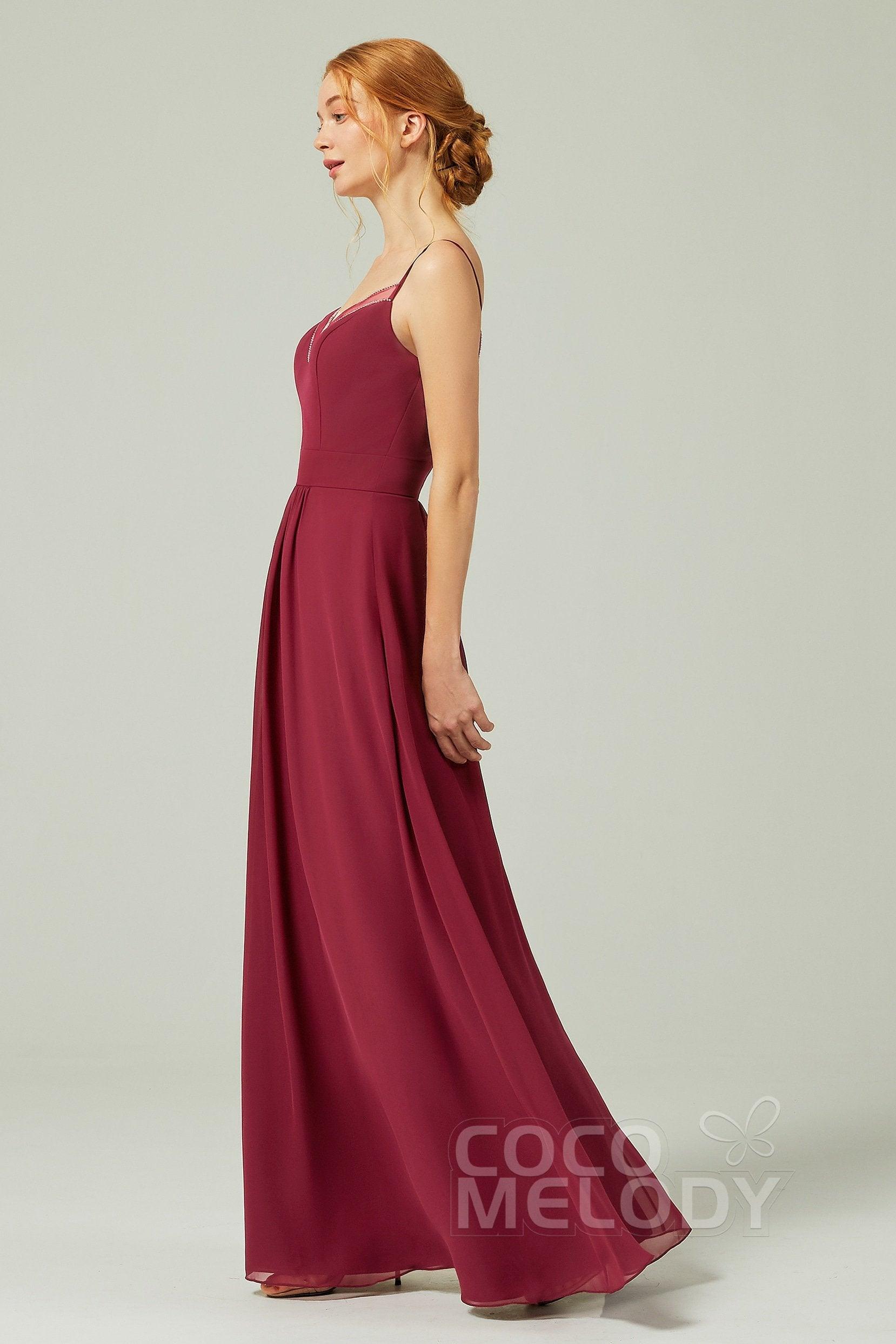 A-Line Floor Length Chiffon Bridesmaid Dress CB0293 - COCOMELODY