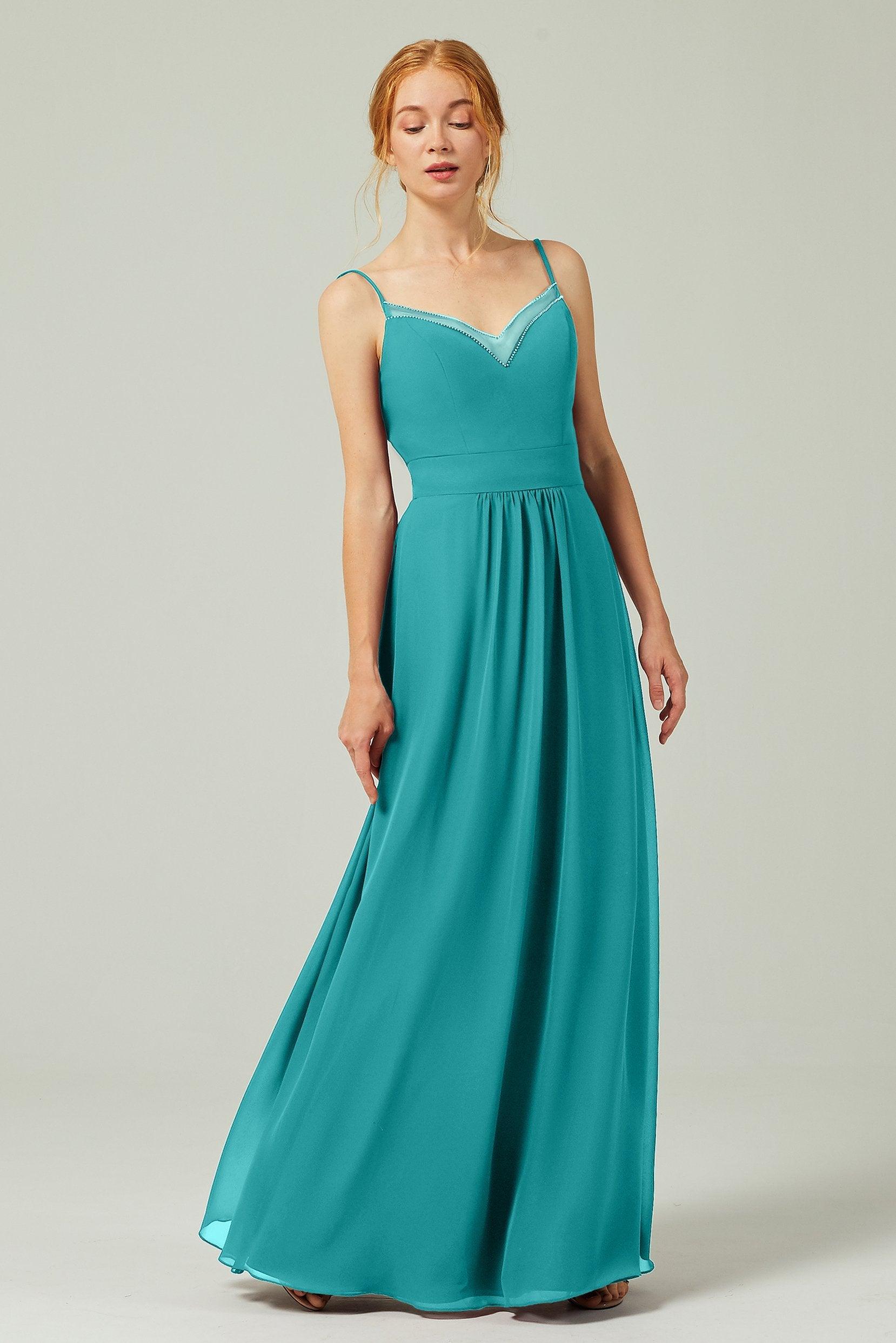 A-Line Floor Length Chiffon Bridesmaid Dress CB0293 - COCOMELODY