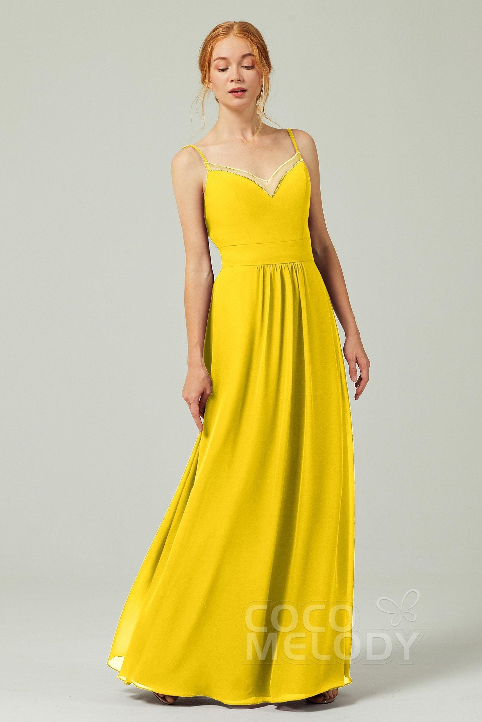 A-Line Floor Length Chiffon Bridesmaid Dress CB0293 - COCOMELODY