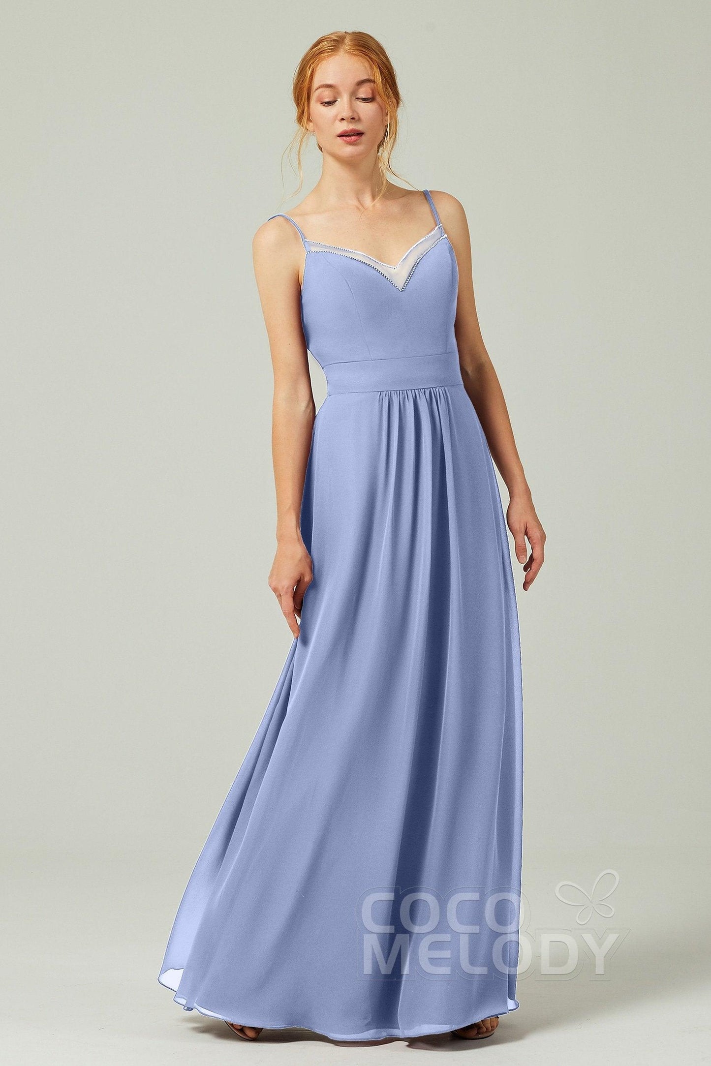 A-Line Floor Length Chiffon Bridesmaid Dress CB0293 - COCOMELODY