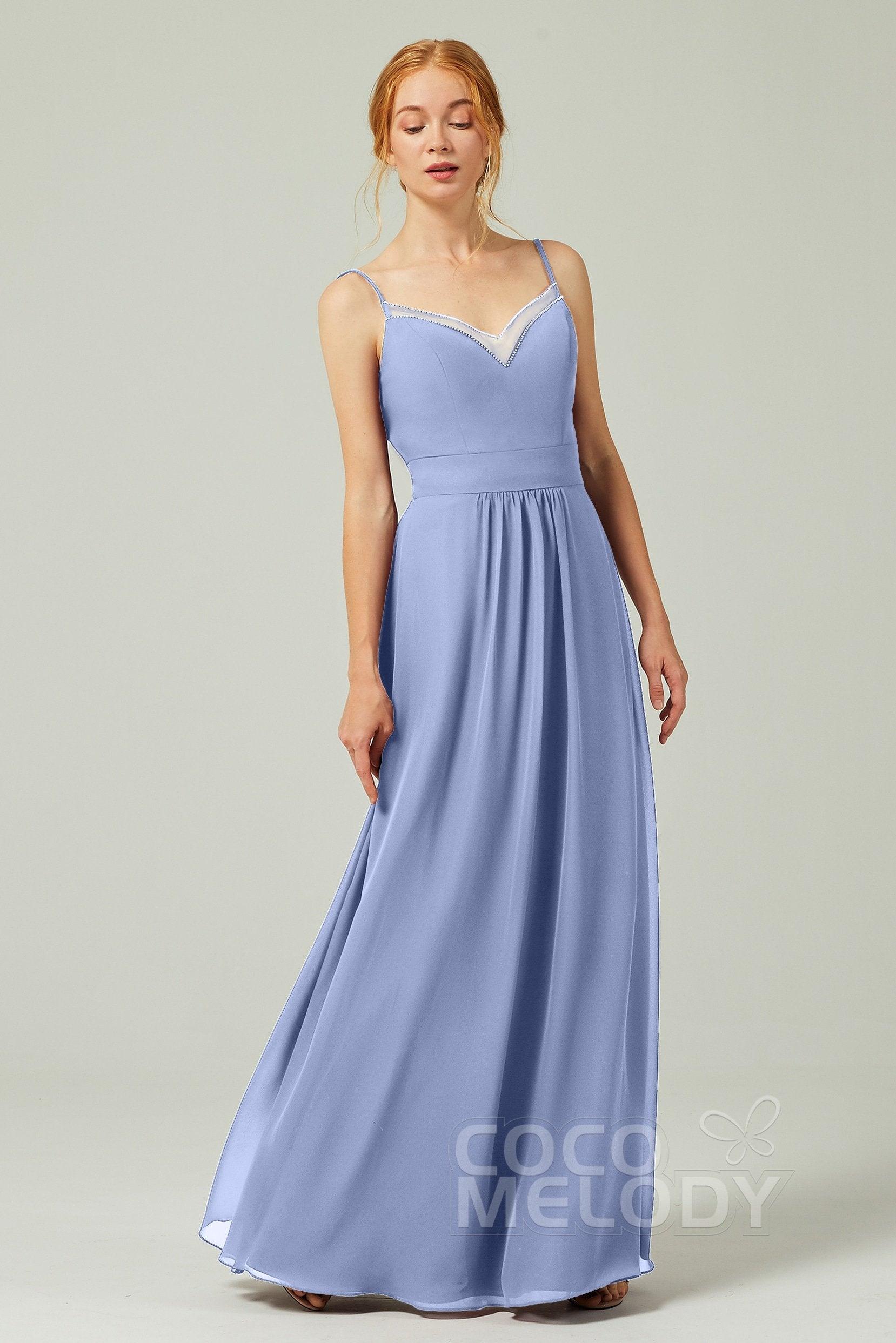 A-Line Floor Length Chiffon Bridesmaid Dress CB0293 - COCOMELODY