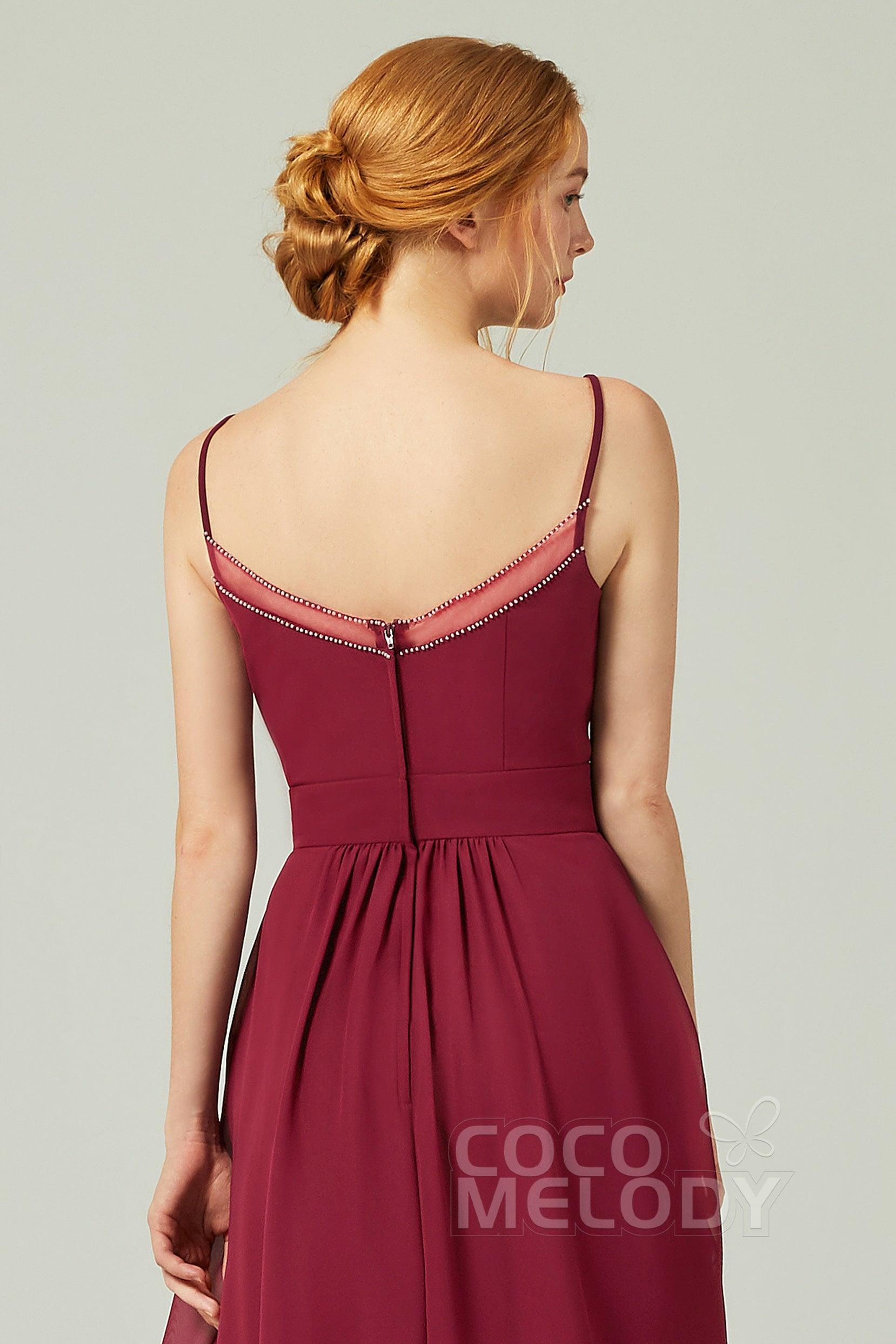 A-Line Floor Length Chiffon Bridesmaid Dress CB0293 - COCOMELODY