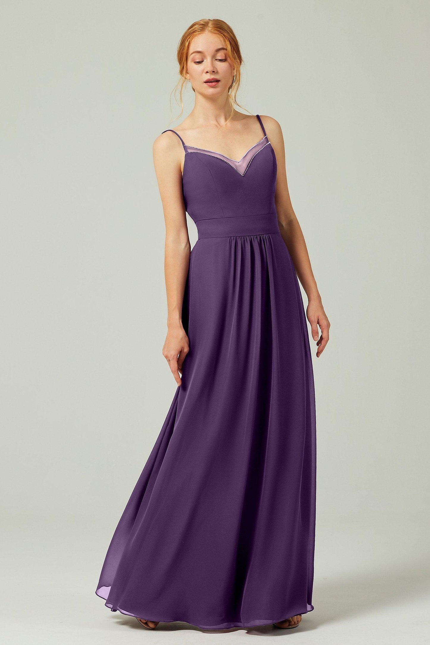 A-Line Floor Length Chiffon Bridesmaid Dress CB0293 - COCOMELODY