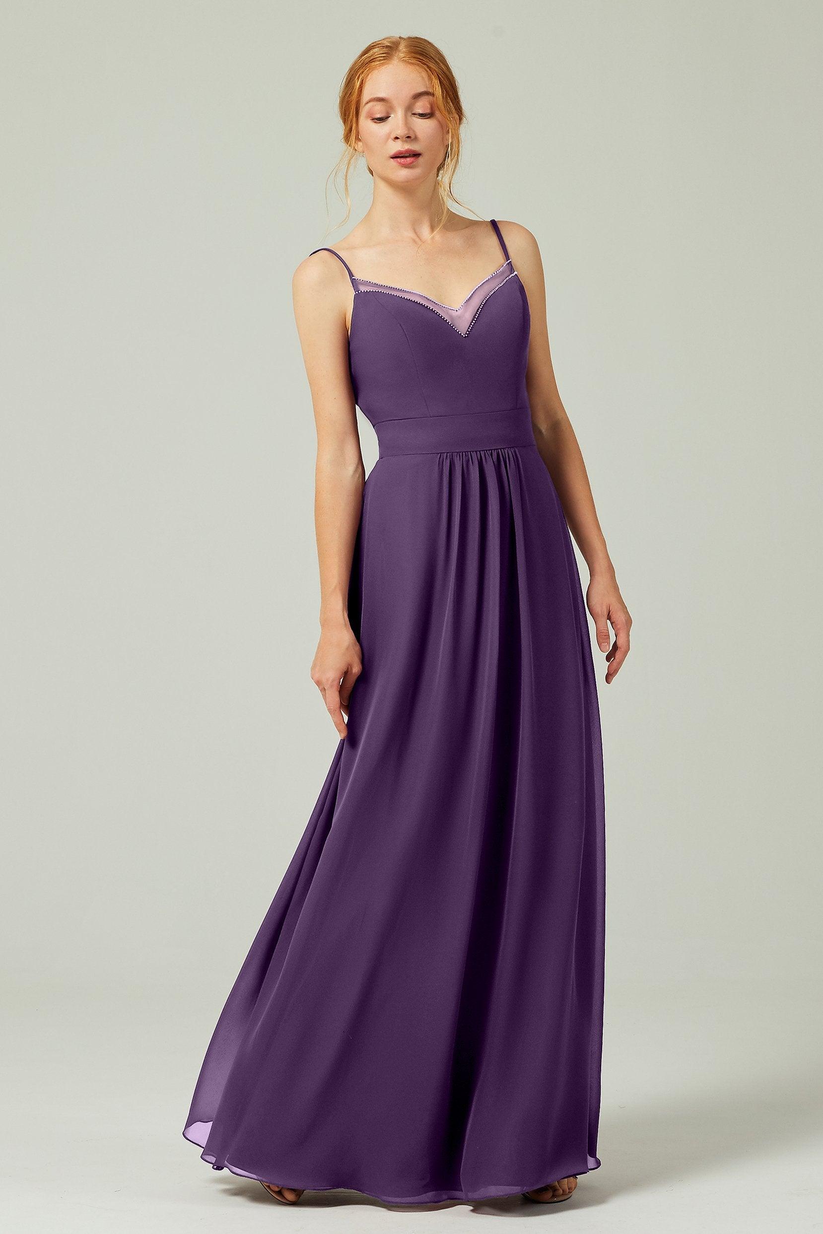 A-Line Floor Length Chiffon Bridesmaid Dress CB0293 - COCOMELODY