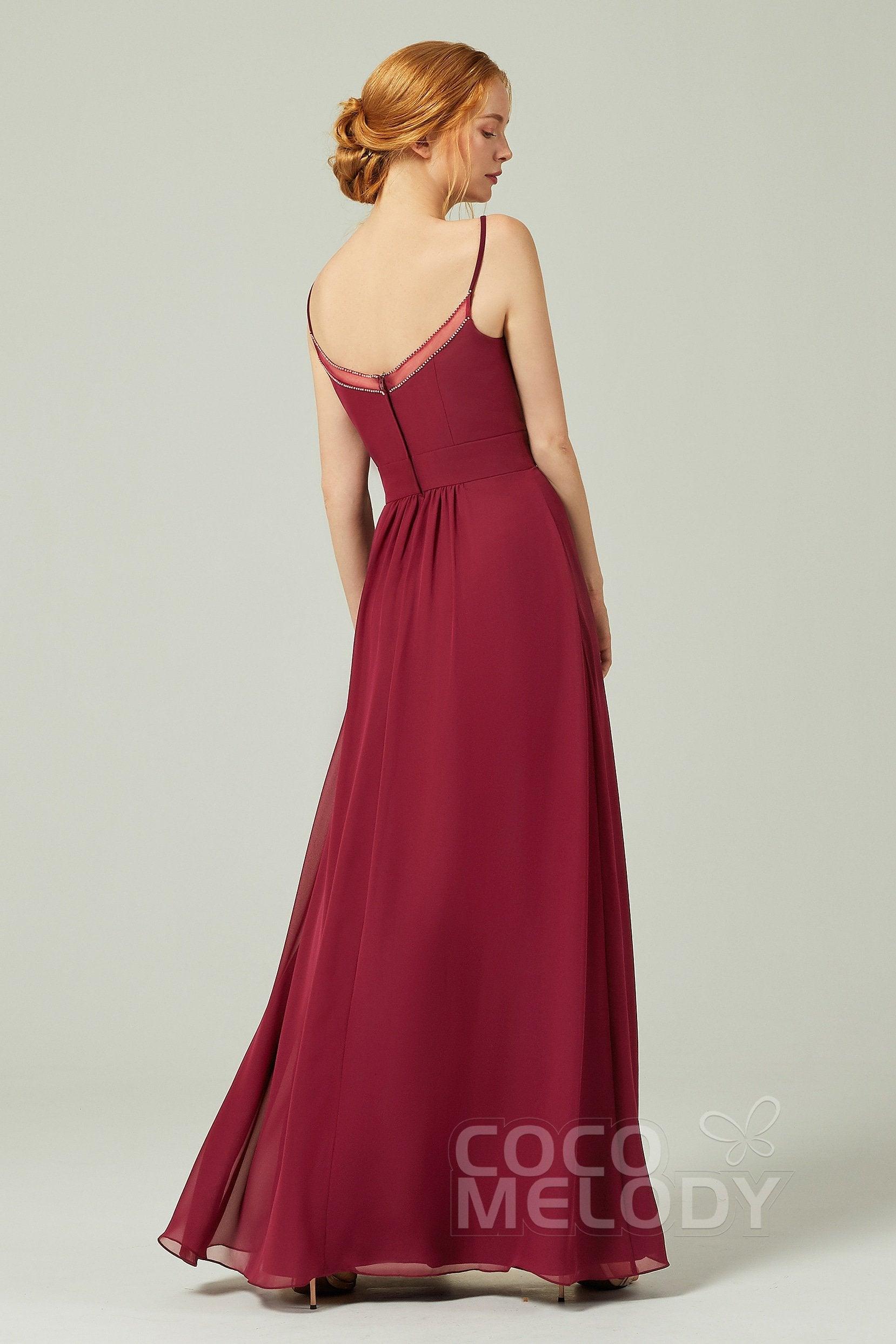 A-Line Floor Length Chiffon Bridesmaid Dress CB0293 - COCOMELODY