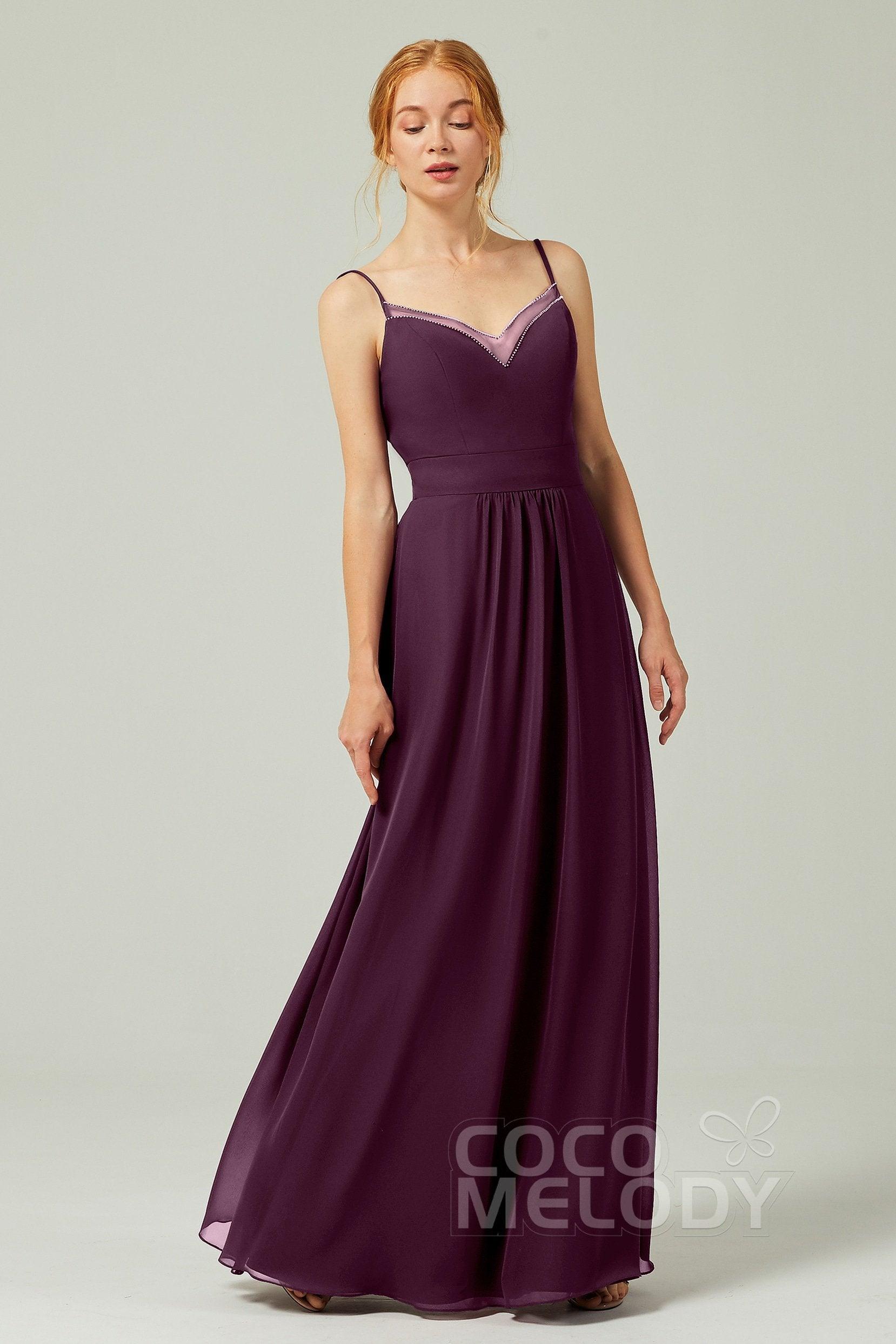 A-Line Floor Length Chiffon Bridesmaid Dress CB0293 - COCOMELODY