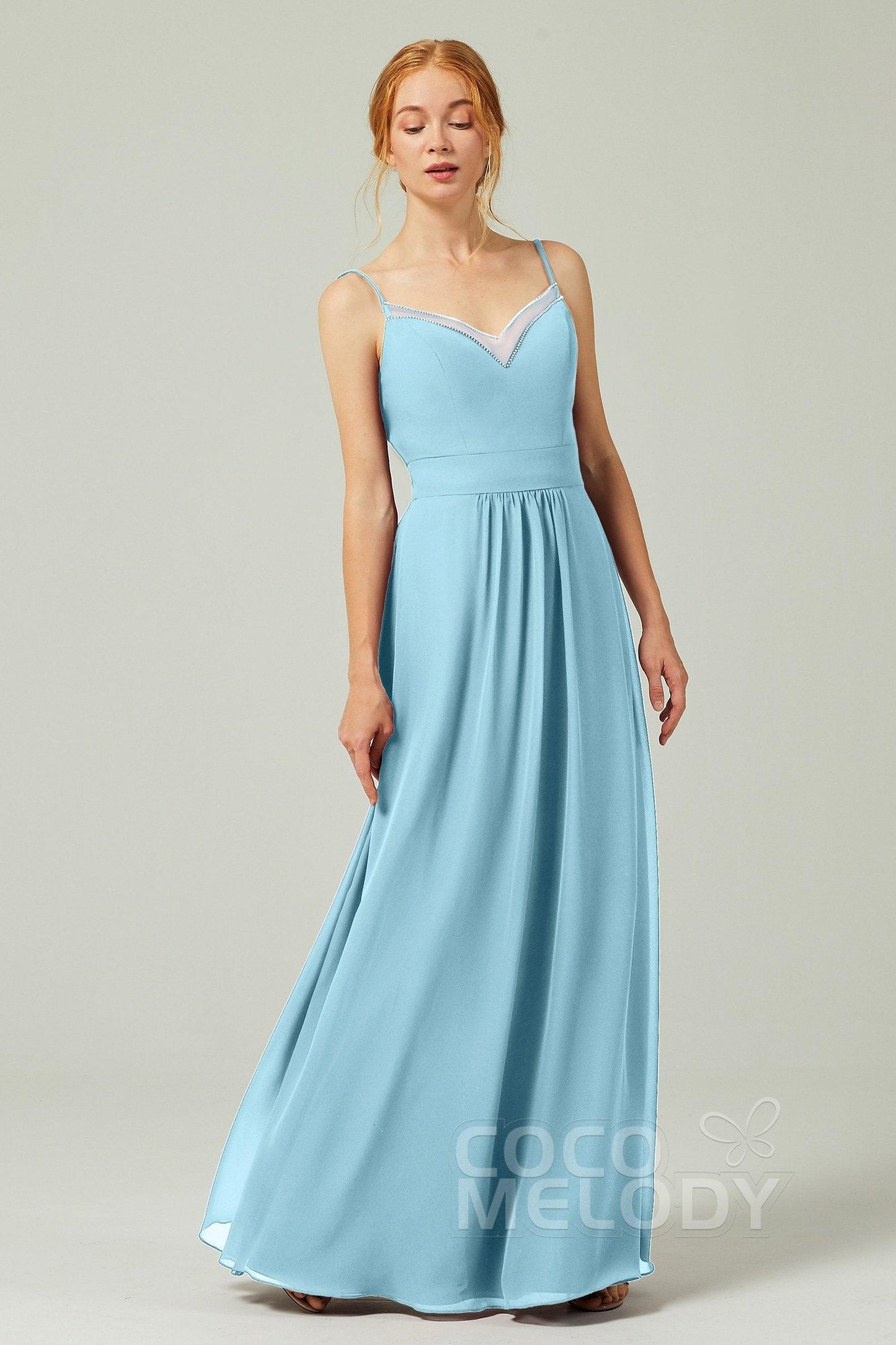 A-Line Floor Length Chiffon Bridesmaid Dress CB0293 - COCOMELODY