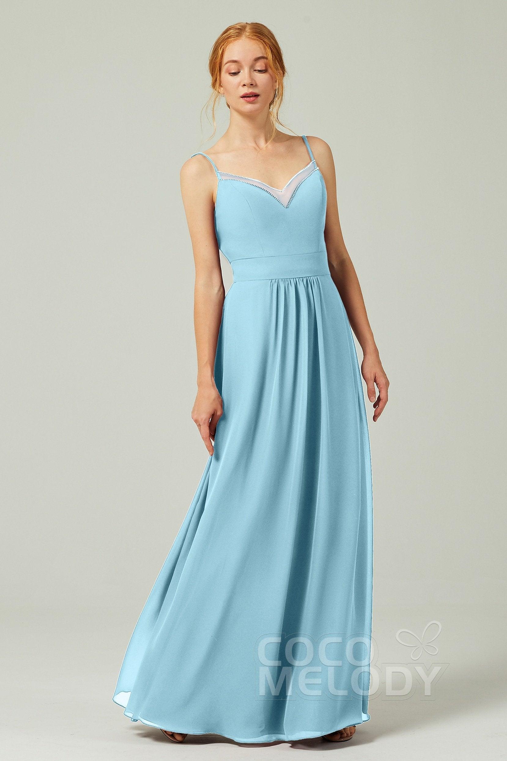 A-Line Floor Length Chiffon Bridesmaid Dress CB0293 - COCOMELODY