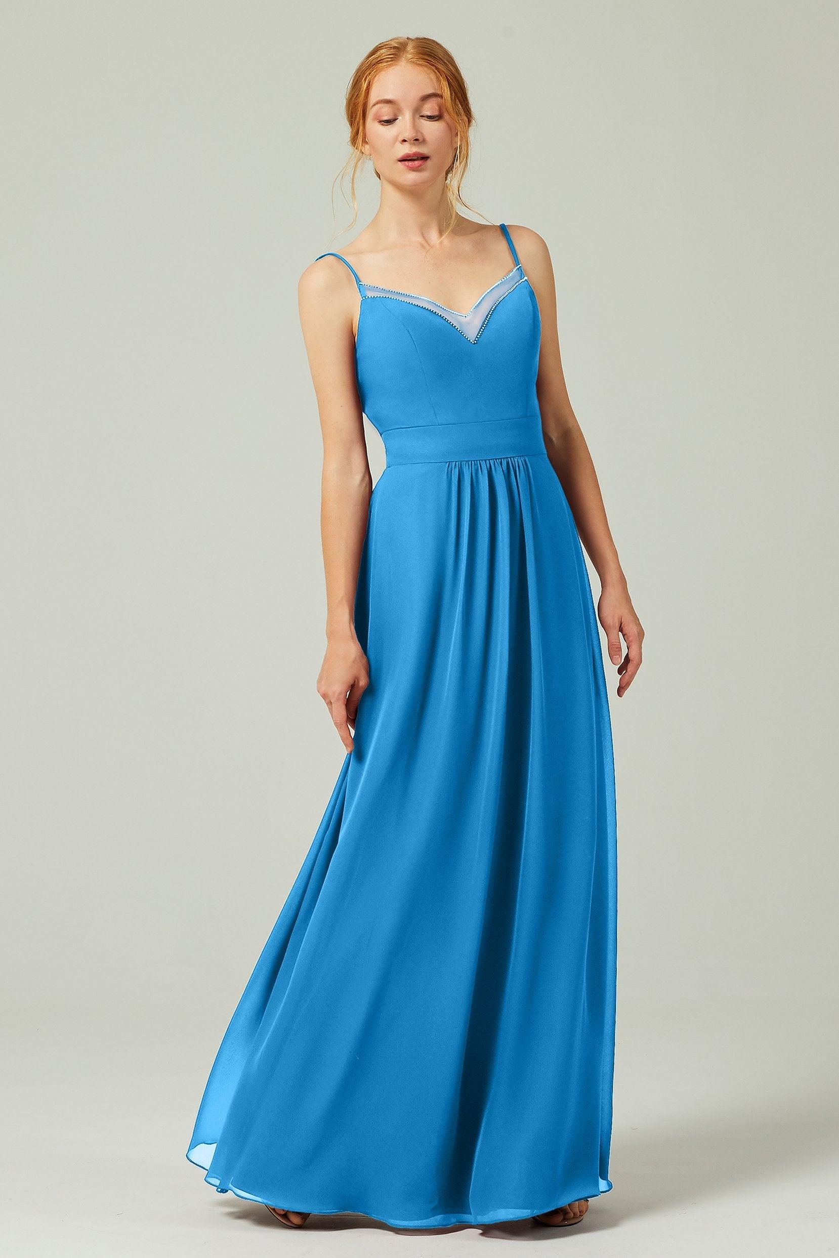 A-Line Floor Length Chiffon Bridesmaid Dress CB0293 - COCOMELODY