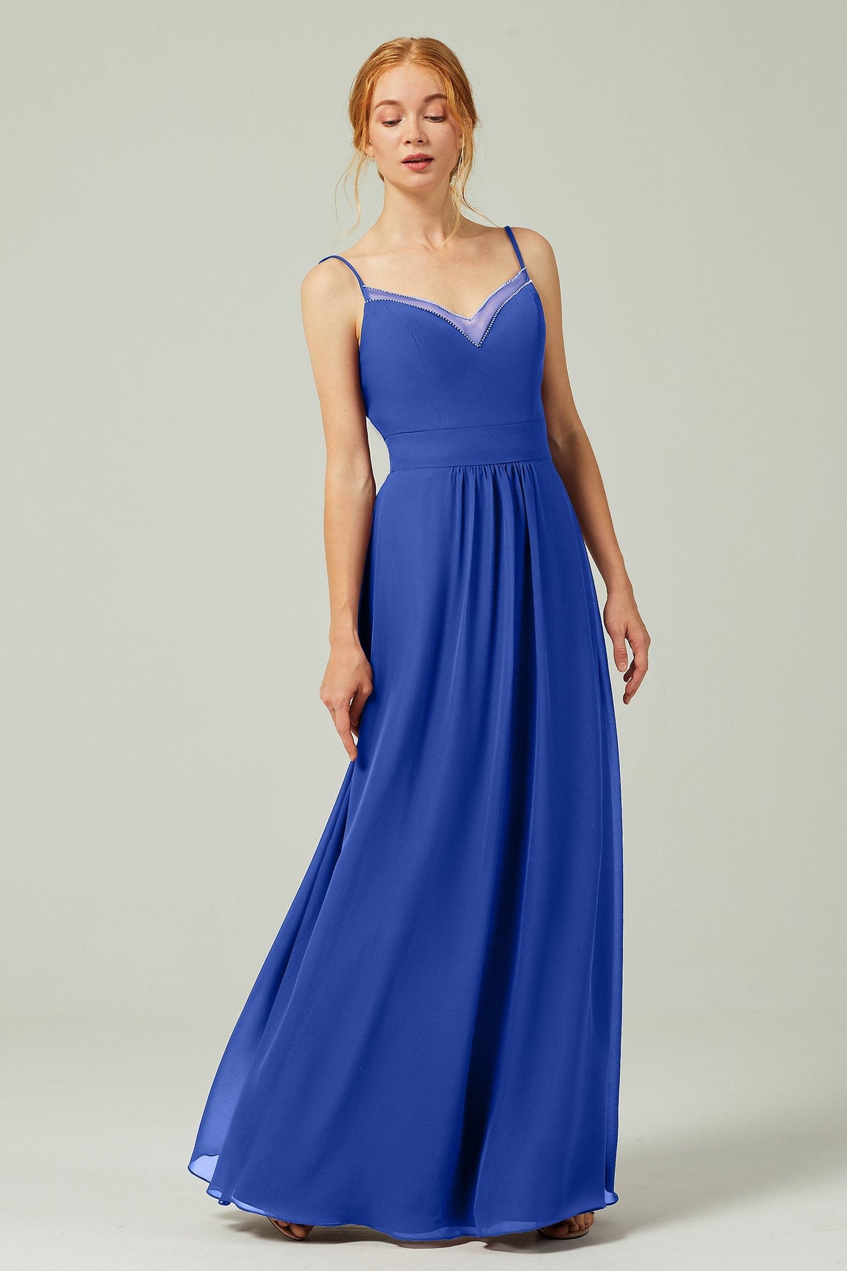A-Line Floor Length Chiffon Bridesmaid Dress CB0293 - COCOMELODY