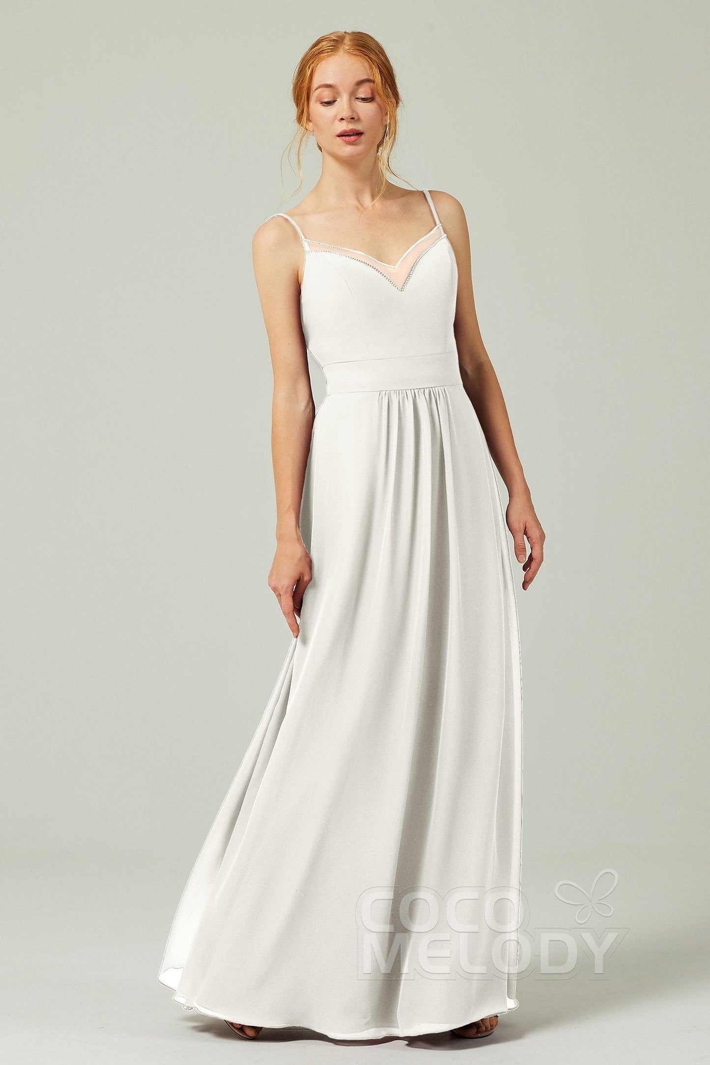 A-Line Floor Length Chiffon Bridesmaid Dress CB0293 - COCOMELODY