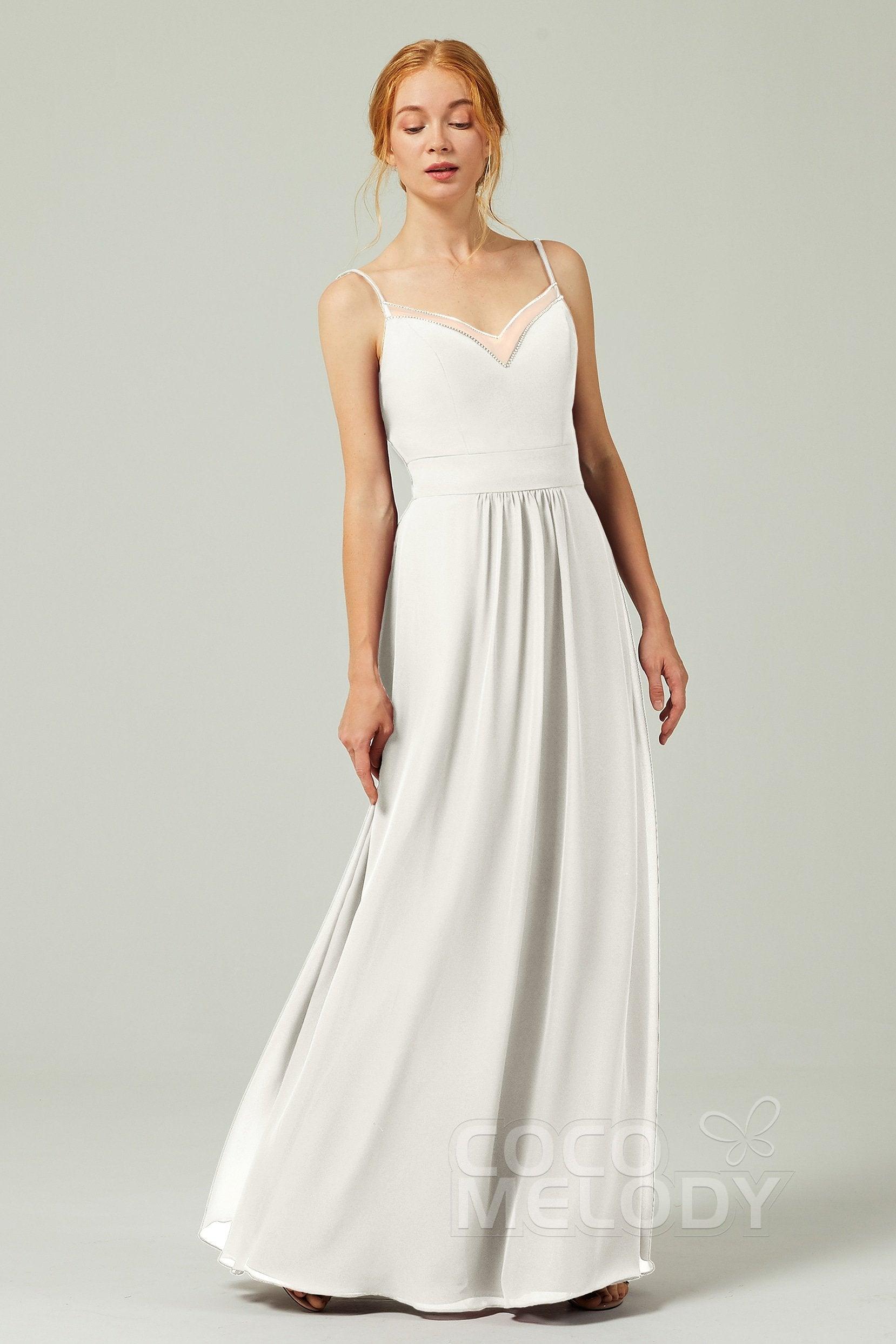 A-Line Floor Length Chiffon Bridesmaid Dress CB0293 - COCOMELODY