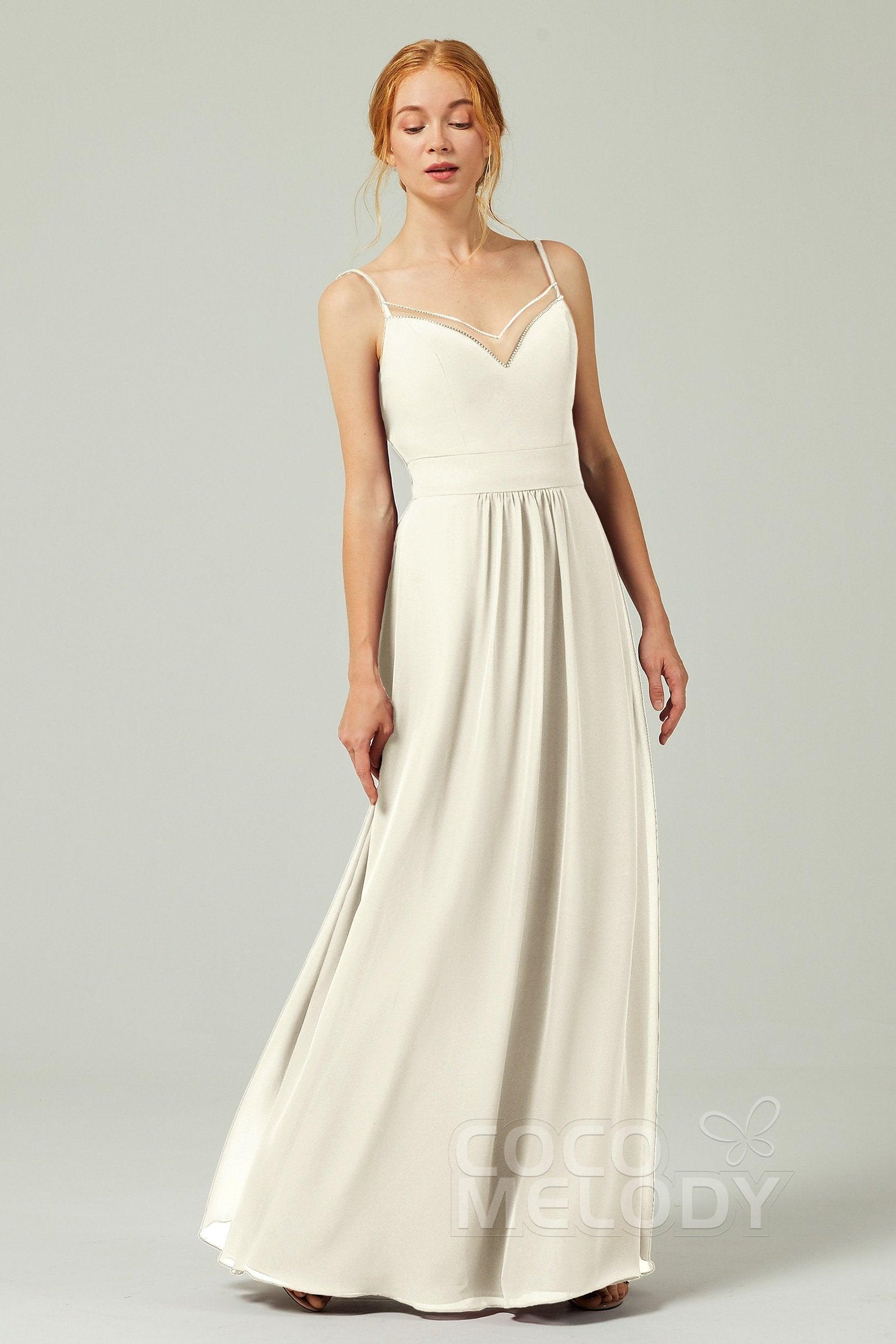 A-Line Floor Length Chiffon Bridesmaid Dress CB0293 - COCOMELODY