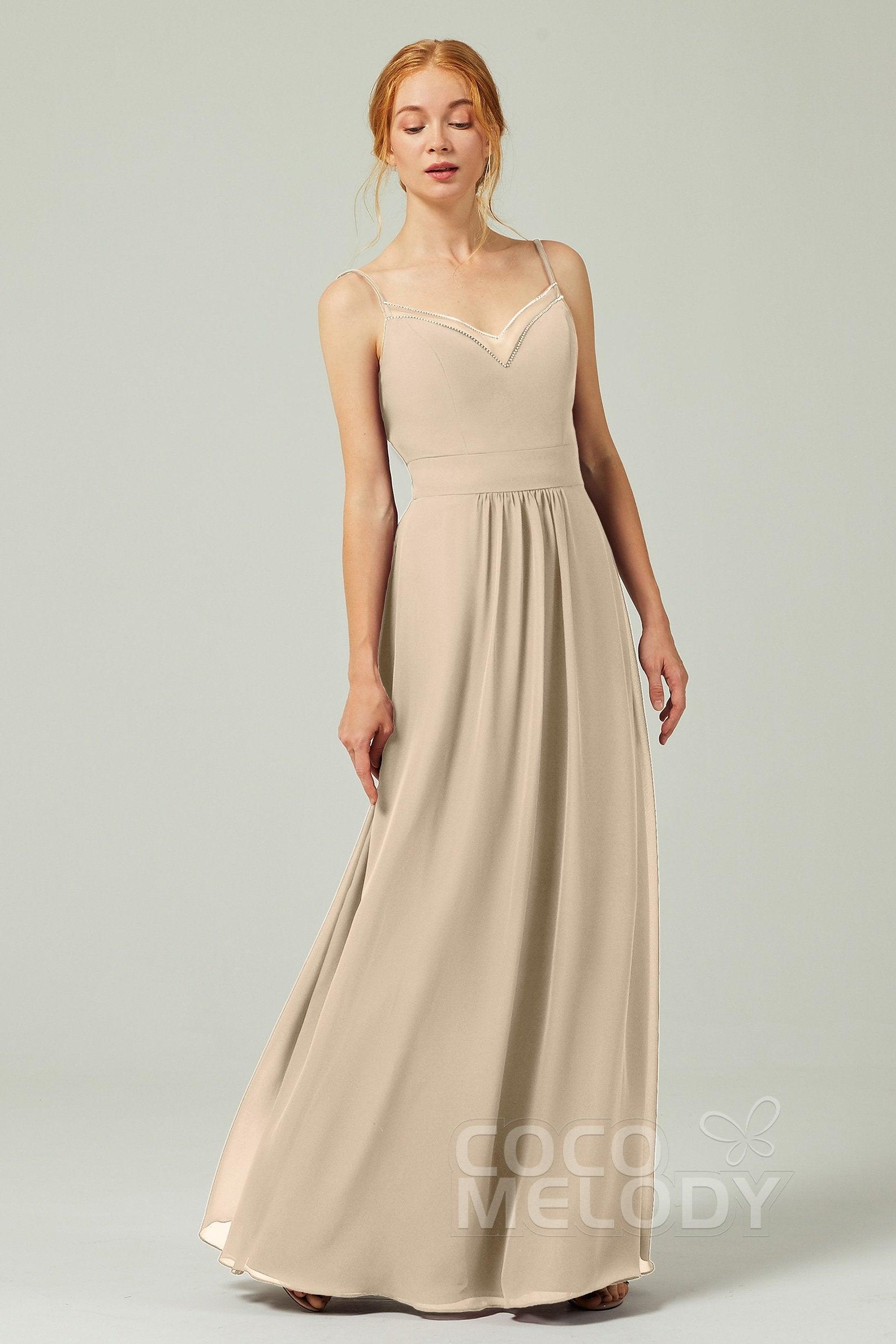 A-Line Floor Length Chiffon Bridesmaid Dress CB0293 - COCOMELODY