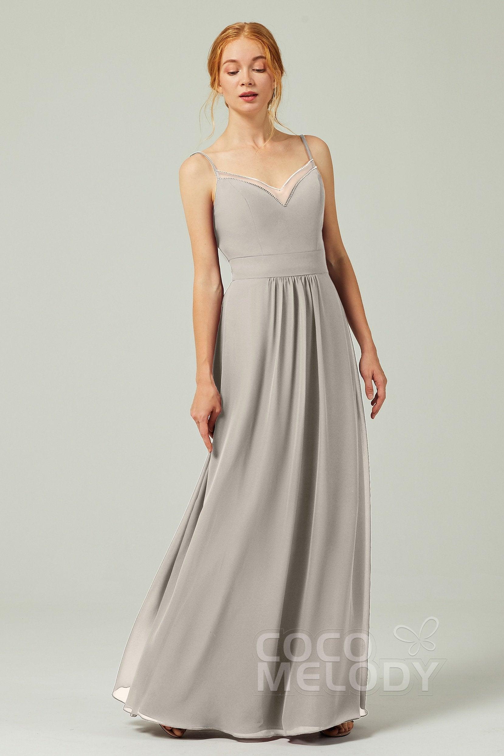A-Line Floor Length Chiffon Bridesmaid Dress CB0293 - COCOMELODY