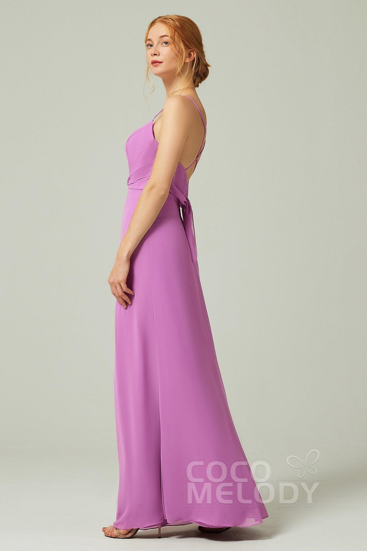 Sheath-Column Floor Length Chiffon Bridesmaid Dress CB0294