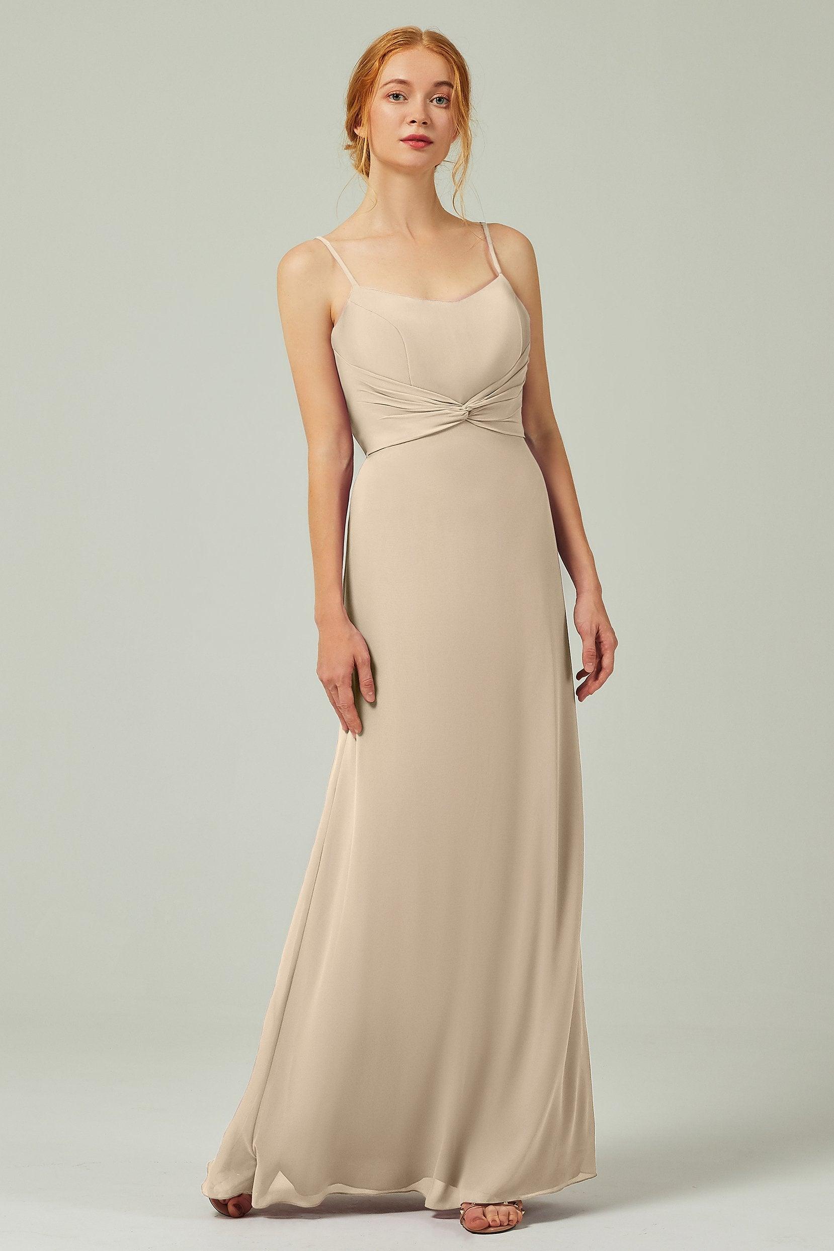 Sheath-Column Floor Length Chiffon Bridesmaid Dress CB0294 - COCOMELODY