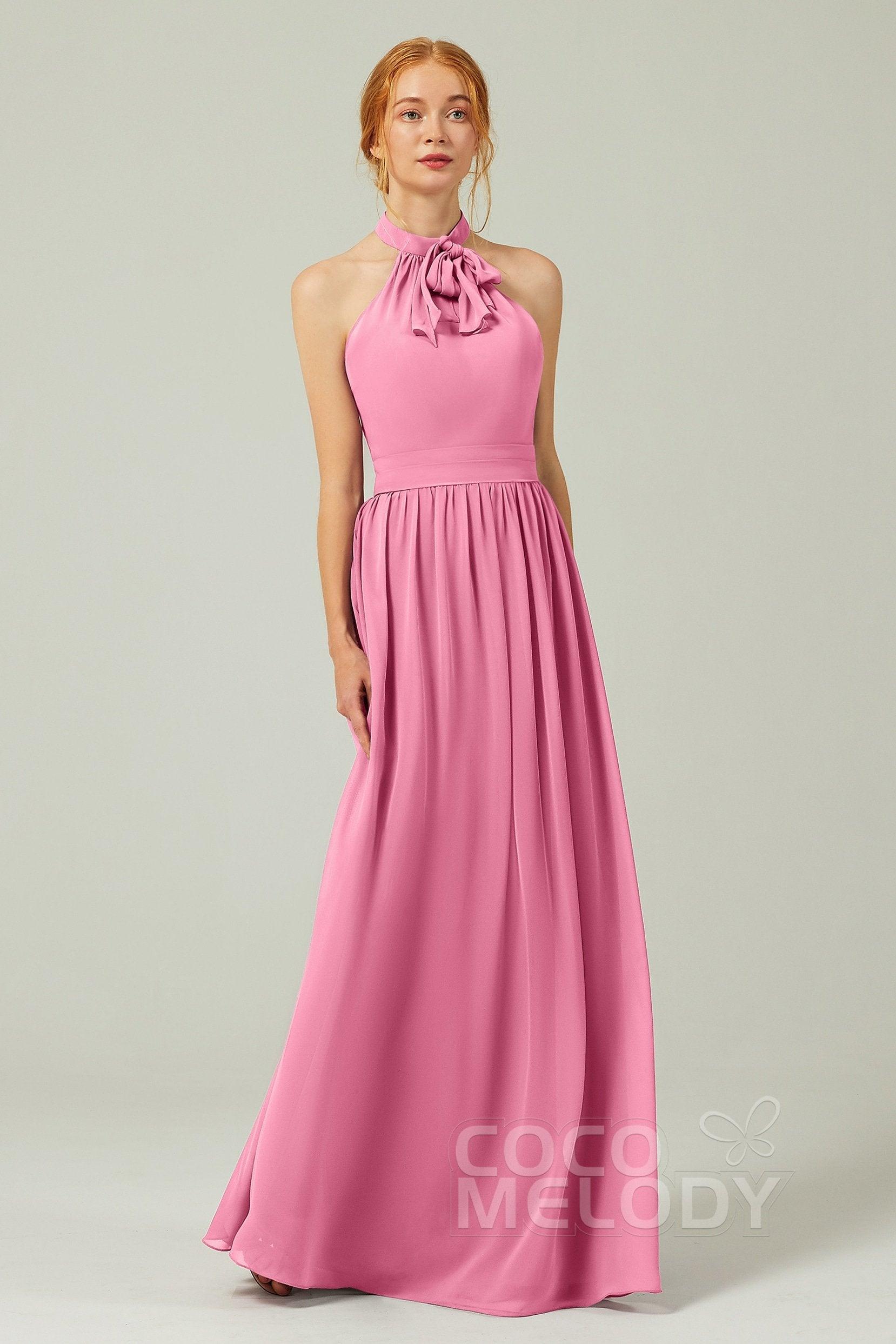 A-Line Floor Length Chiffon Bridesmaid Dress CB0295 - COCOMELODY