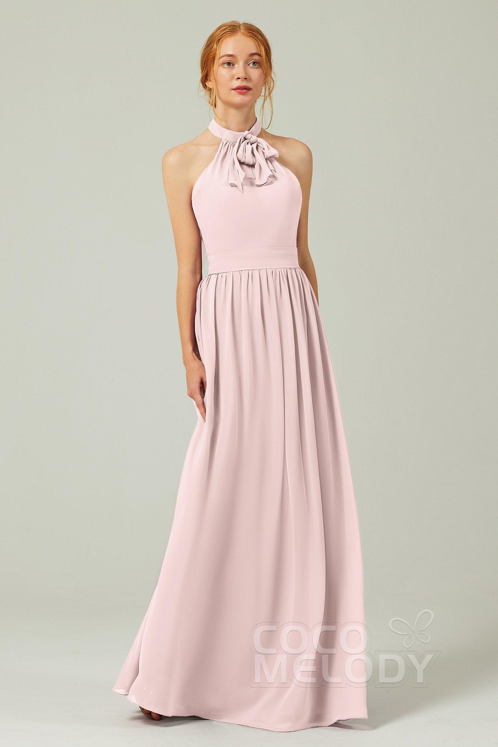 A-Line Floor Length Chiffon Bridesmaid Dress CB0295 - COCOMELODY