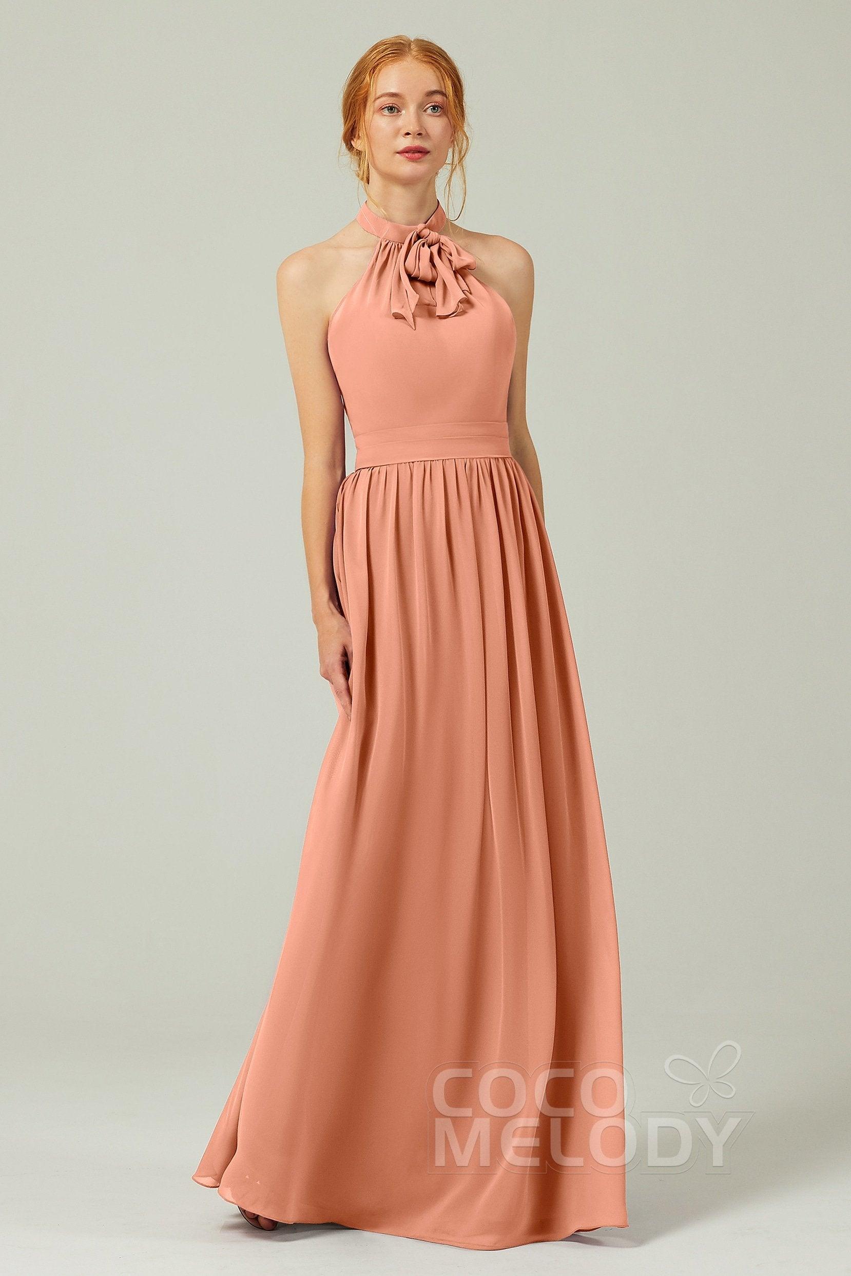 A-Line Floor Length Chiffon Bridesmaid Dress CB0295 - COCOMELODY