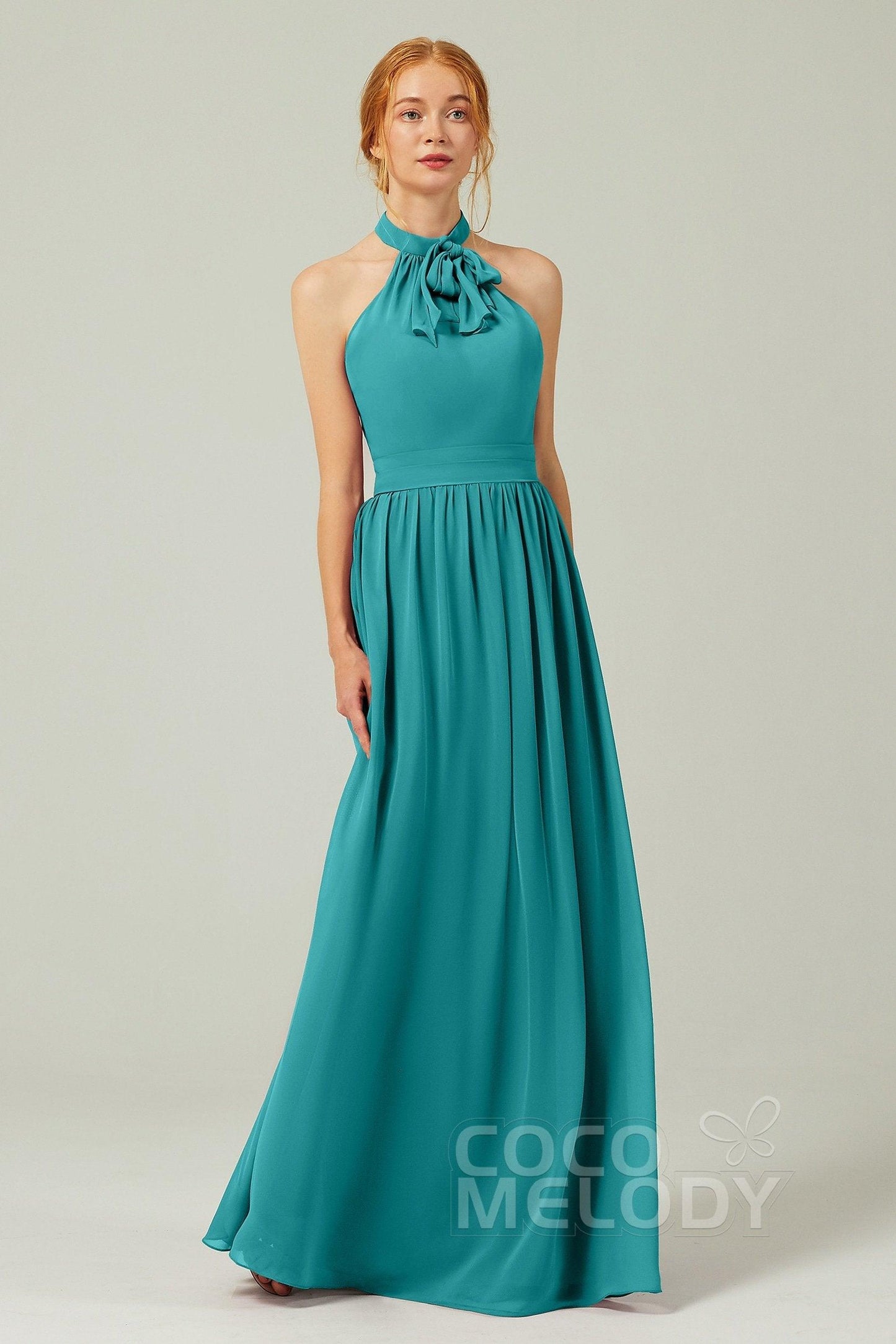 A-Line Floor Length Chiffon Bridesmaid Dress CB0295 - COCOMELODY