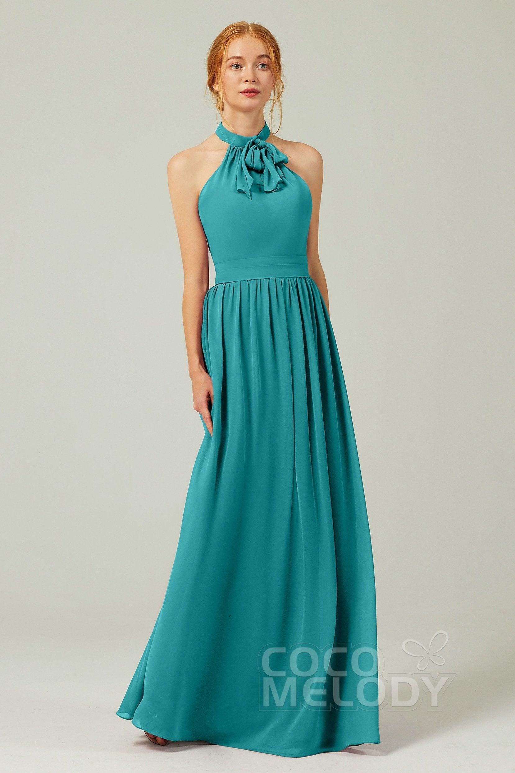 A-Line Floor Length Chiffon Bridesmaid Dress CB0295 - COCOMELODY