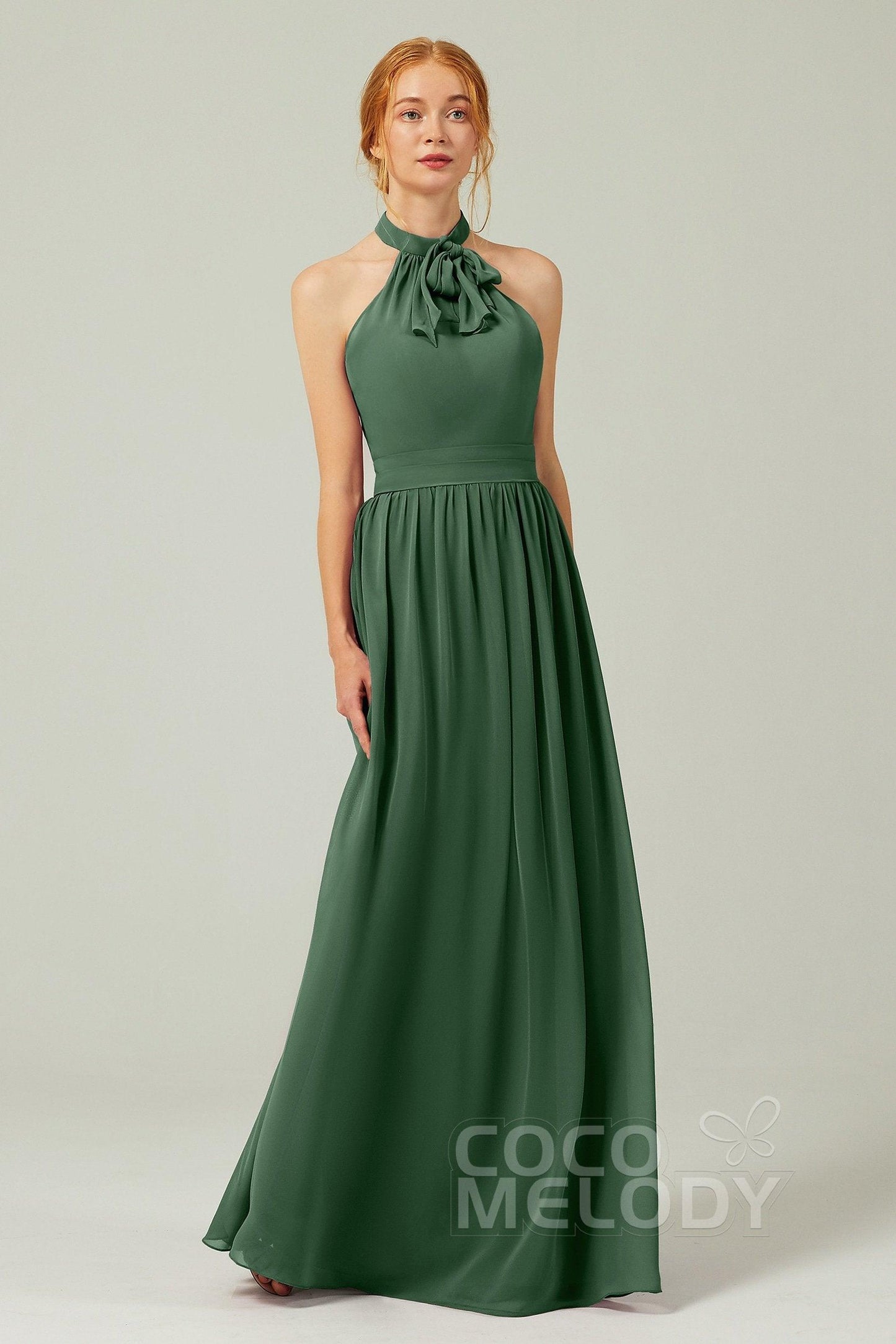 A-Line Floor Length Chiffon Bridesmaid Dress CB0295 - COCOMELODY