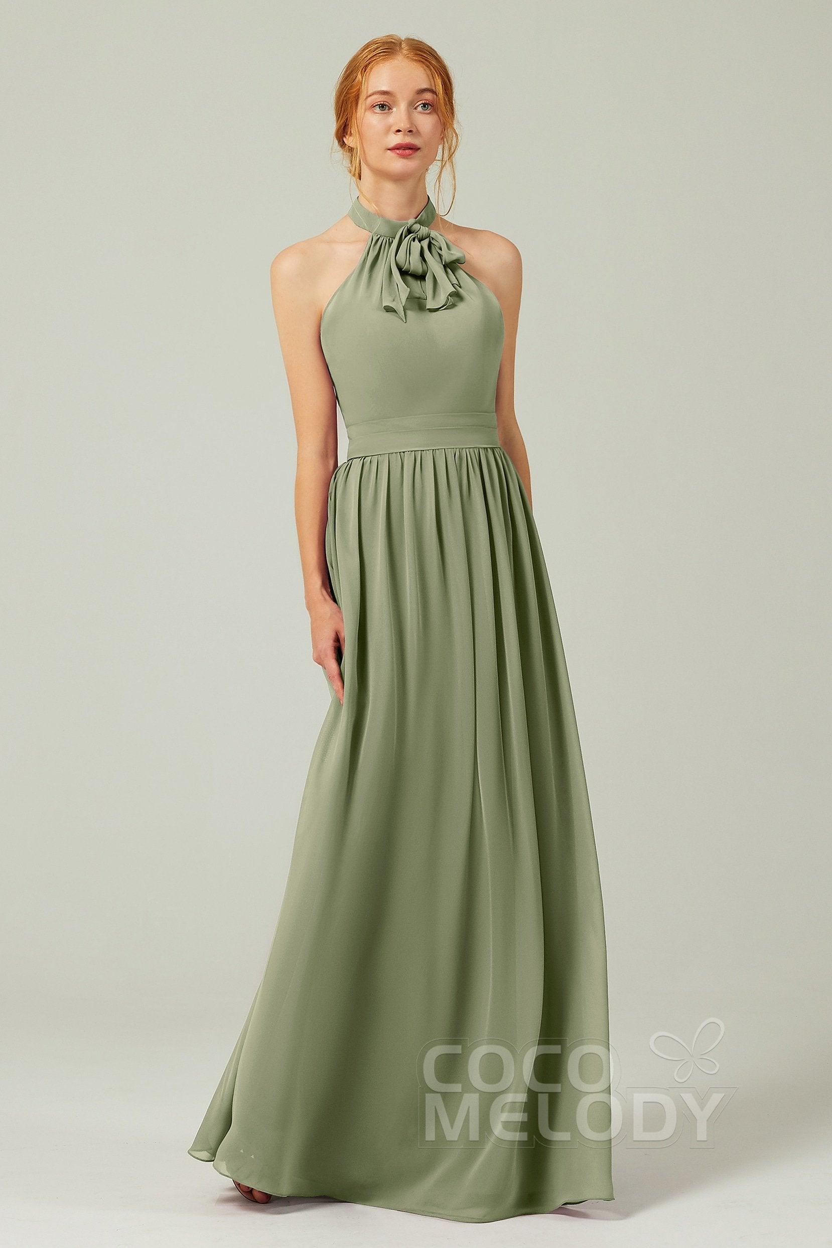 A-Line Floor Length Chiffon Bridesmaid Dress CB0295 - COCOMELODY