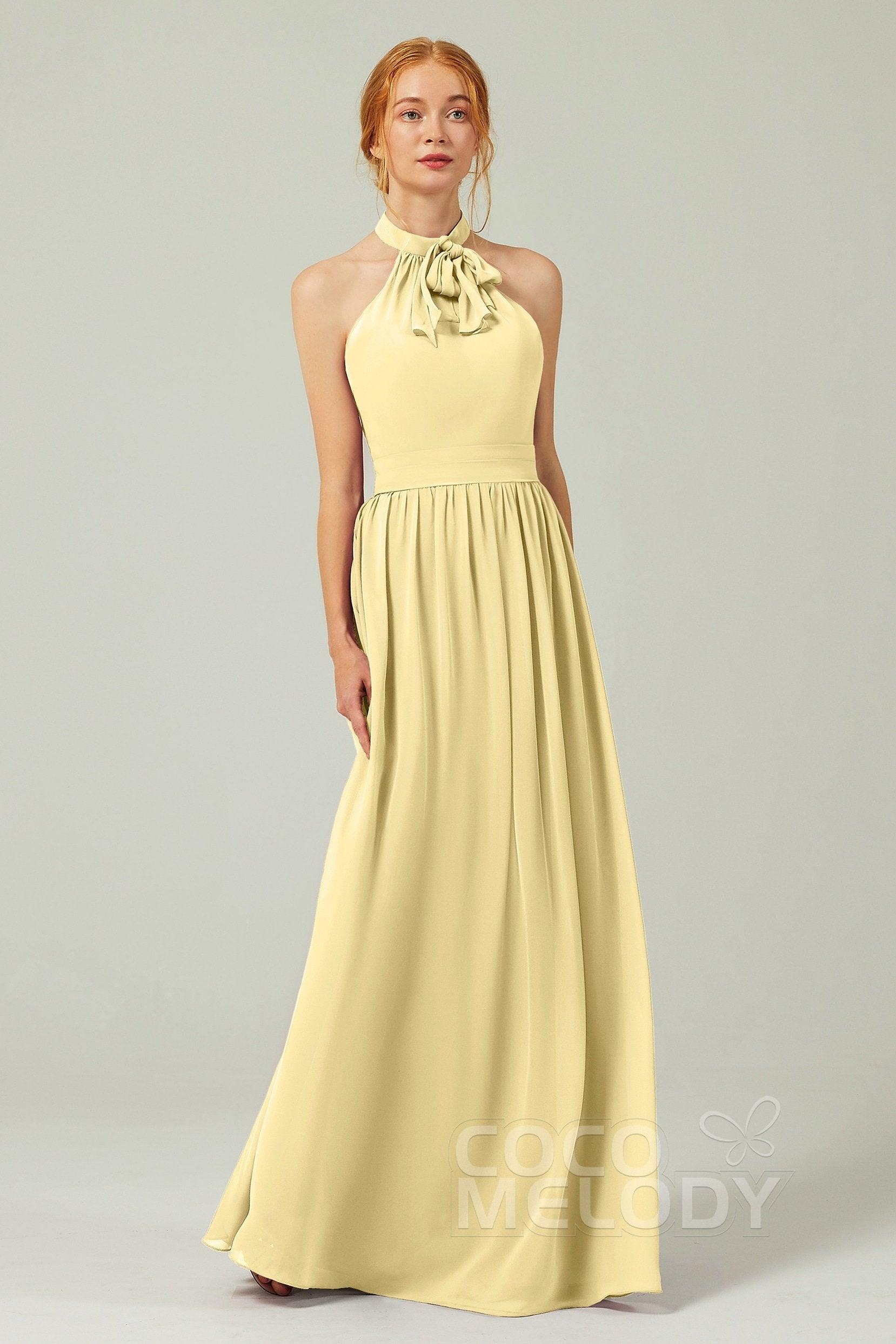 A-Line Floor Length Chiffon Bridesmaid Dress CB0295 - COCOMELODY