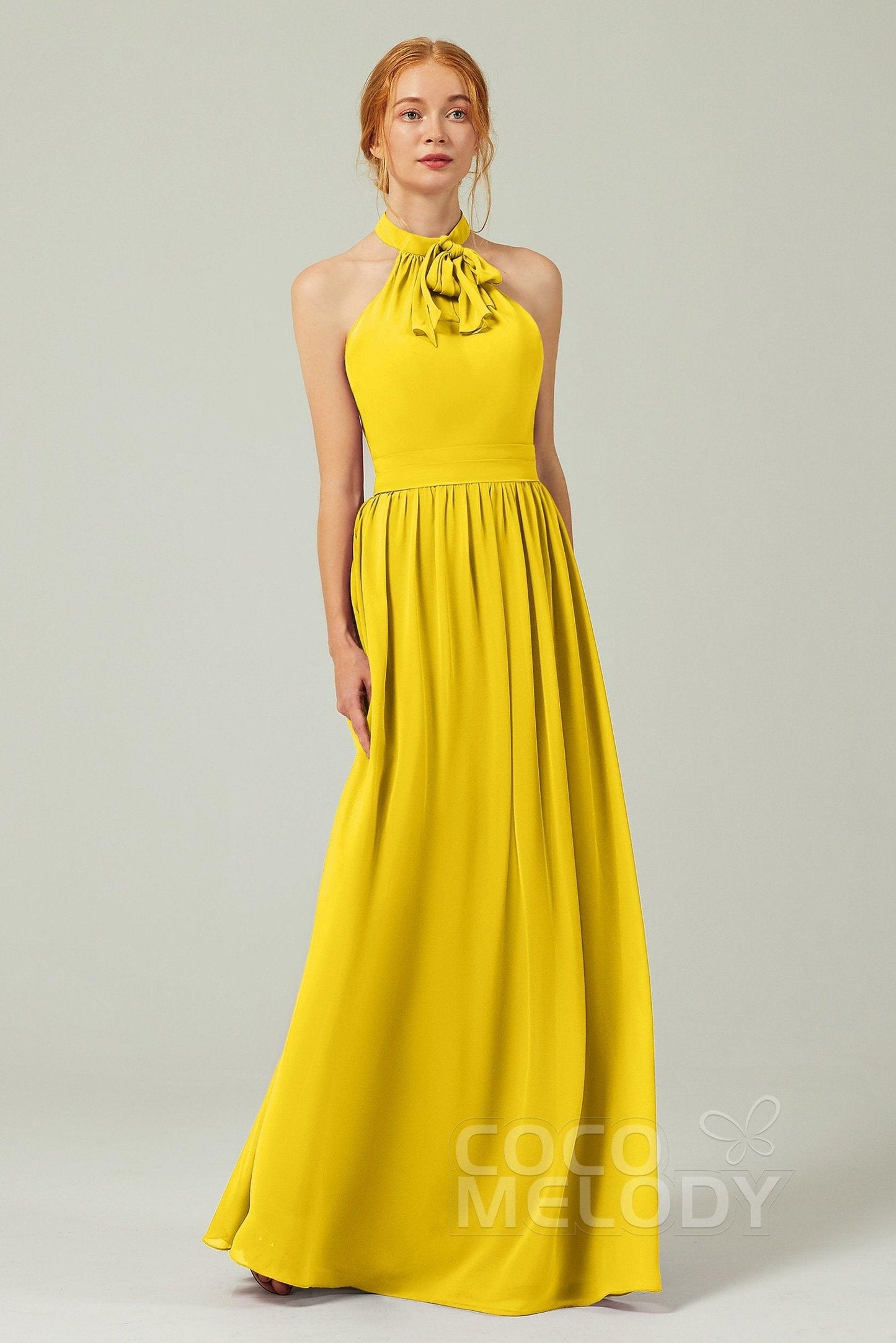 A-Line Floor Length Chiffon Bridesmaid Dress CB0295 - COCOMELODY