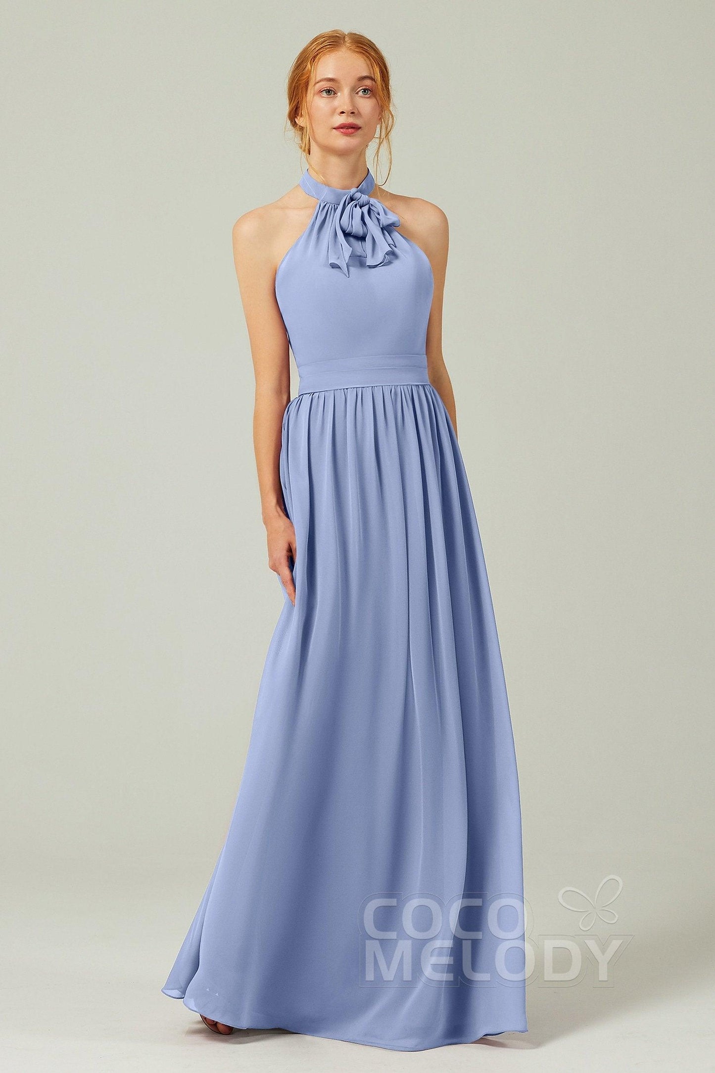 A-Line Floor Length Chiffon Bridesmaid Dress CB0295 - COCOMELODY