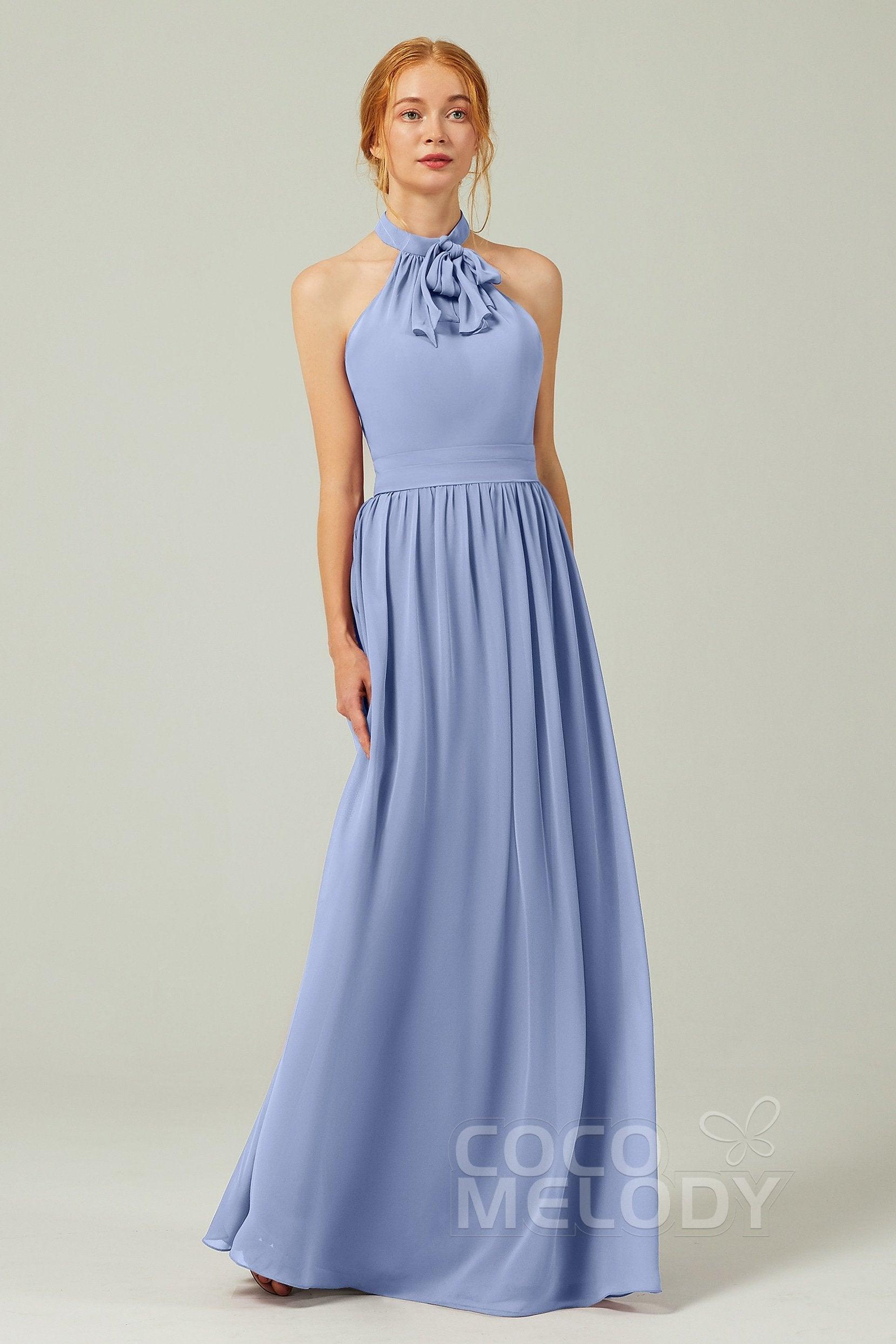 A-Line Floor Length Chiffon Bridesmaid Dress CB0295 - COCOMELODY