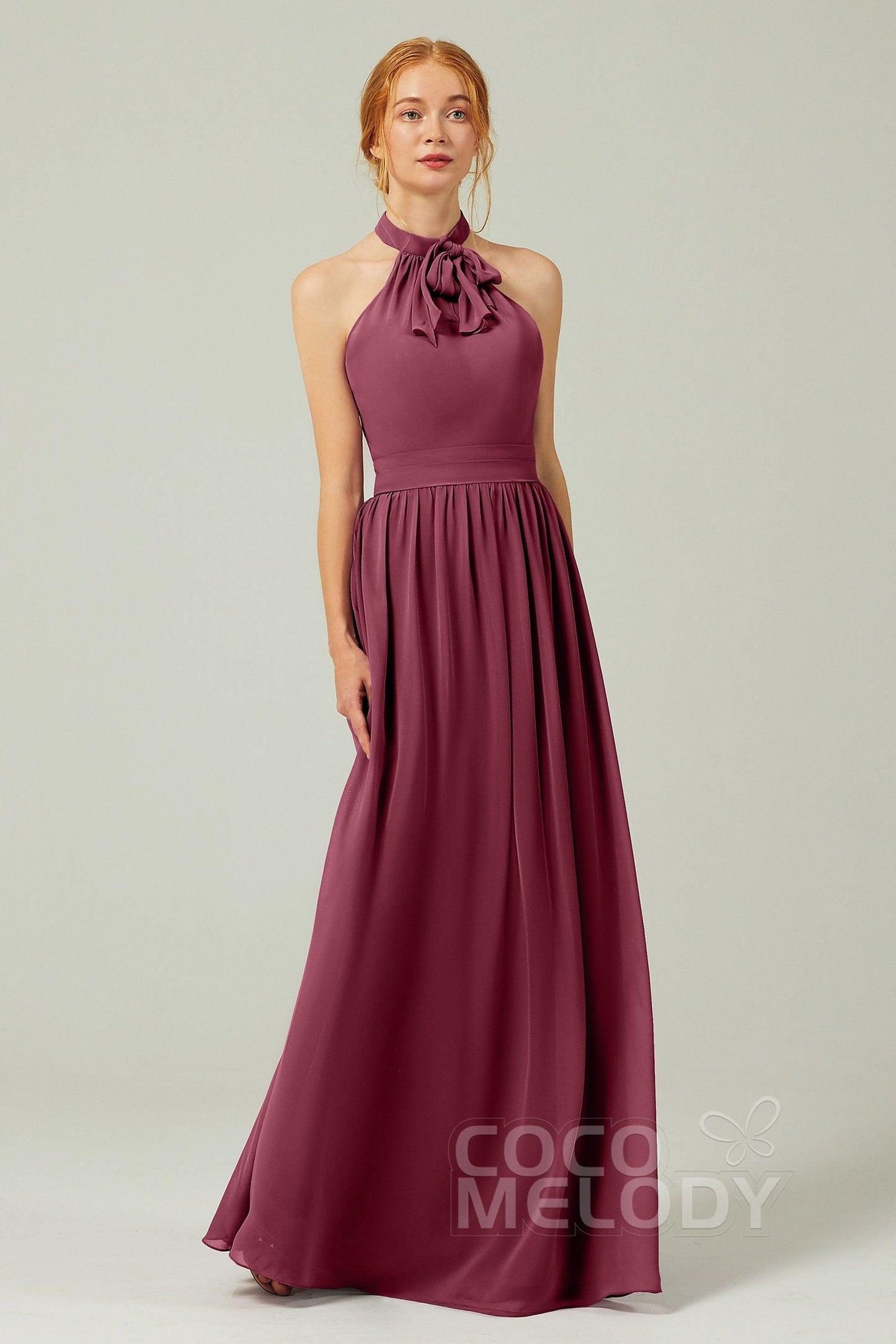 A-Line Floor Length Chiffon Bridesmaid Dress CB0295 - COCOMELODY