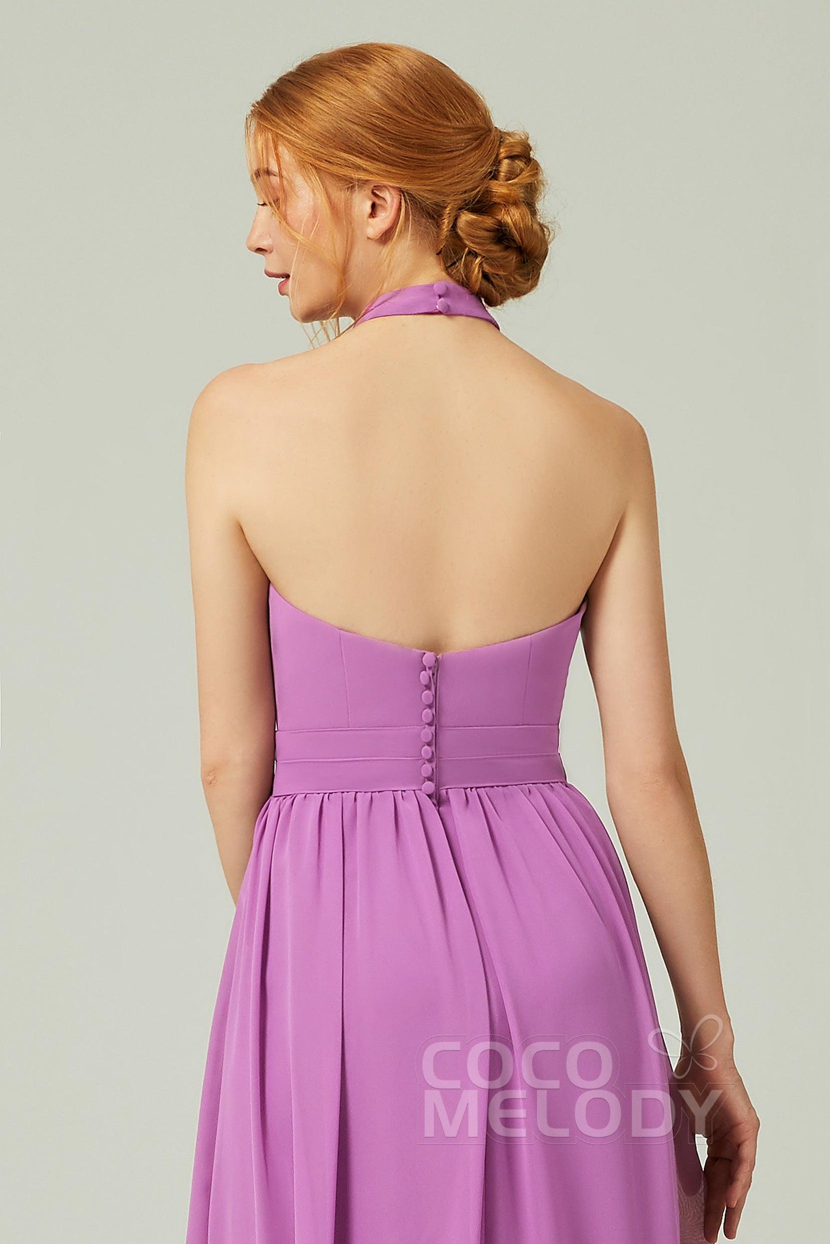 A-Line Floor Length Chiffon Bridesmaid Dress CB0295 - COCOMELODY