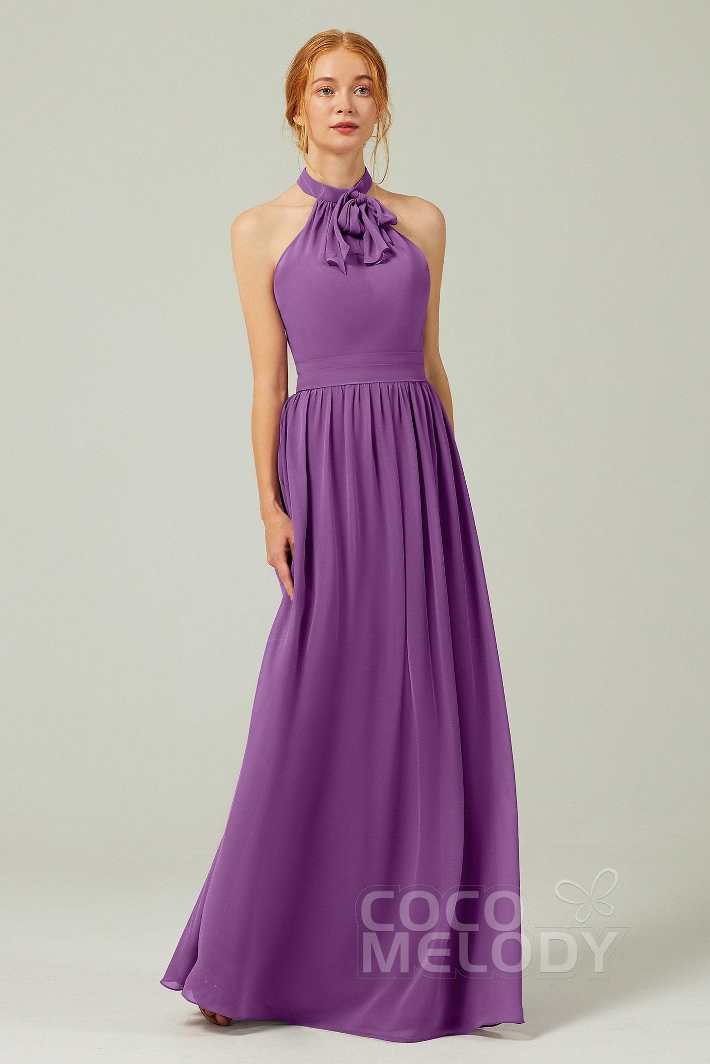 A-Line Floor Length Chiffon Bridesmaid Dress CB0295 - COCOMELODY