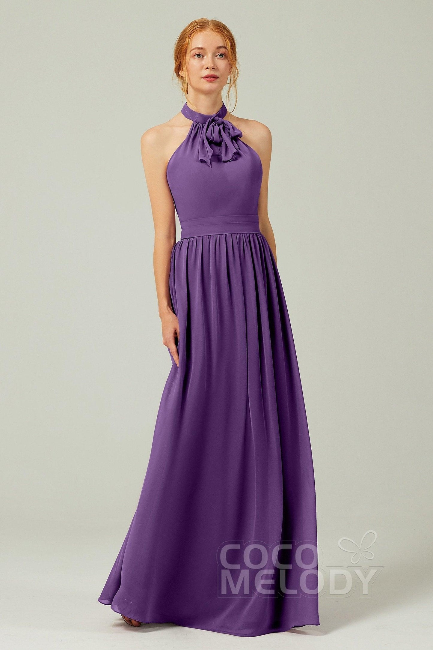 A-Line Floor Length Chiffon Bridesmaid Dress CB0295 - COCOMELODY